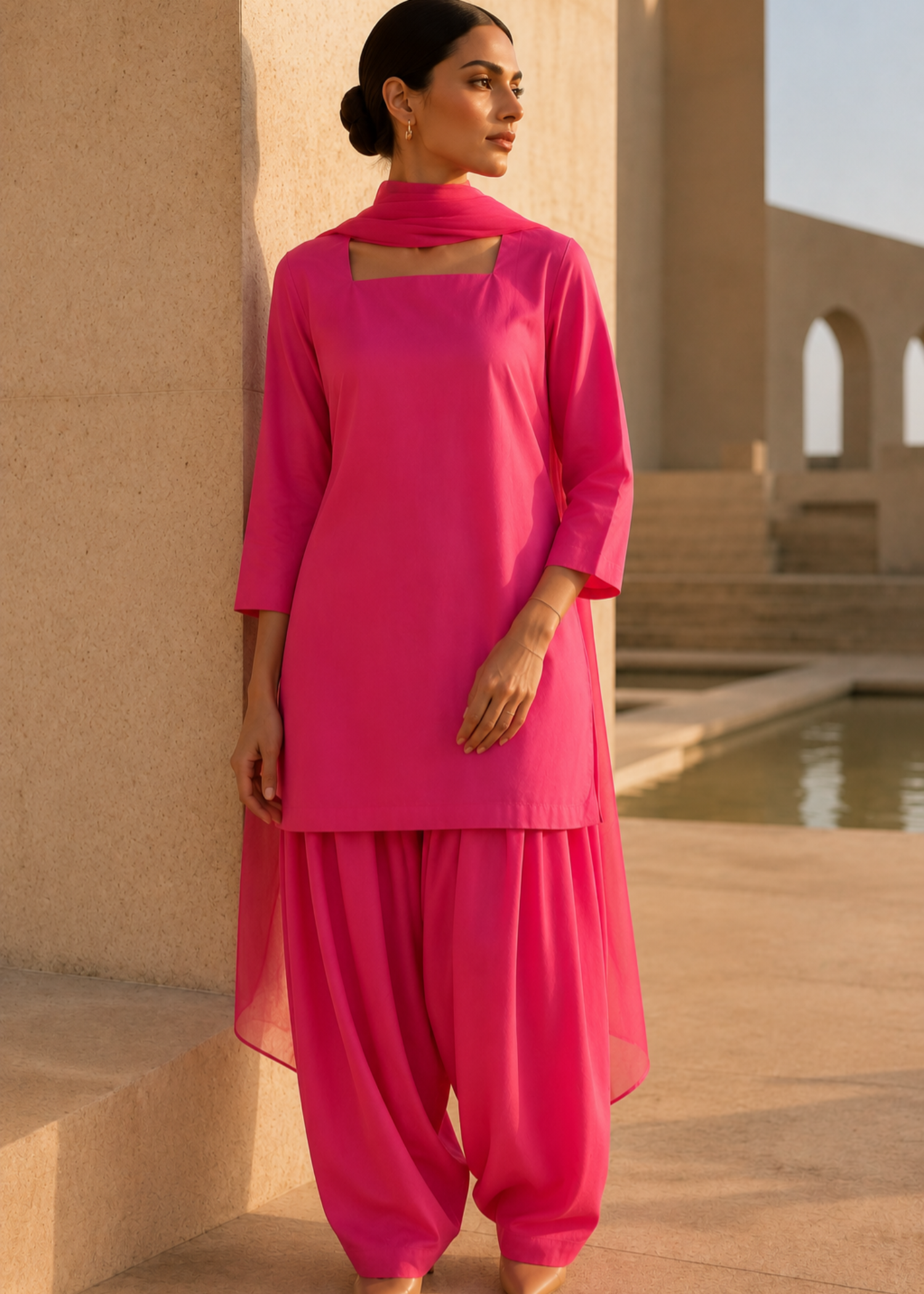 pure cotton Kurta Set in Bubblegum pink