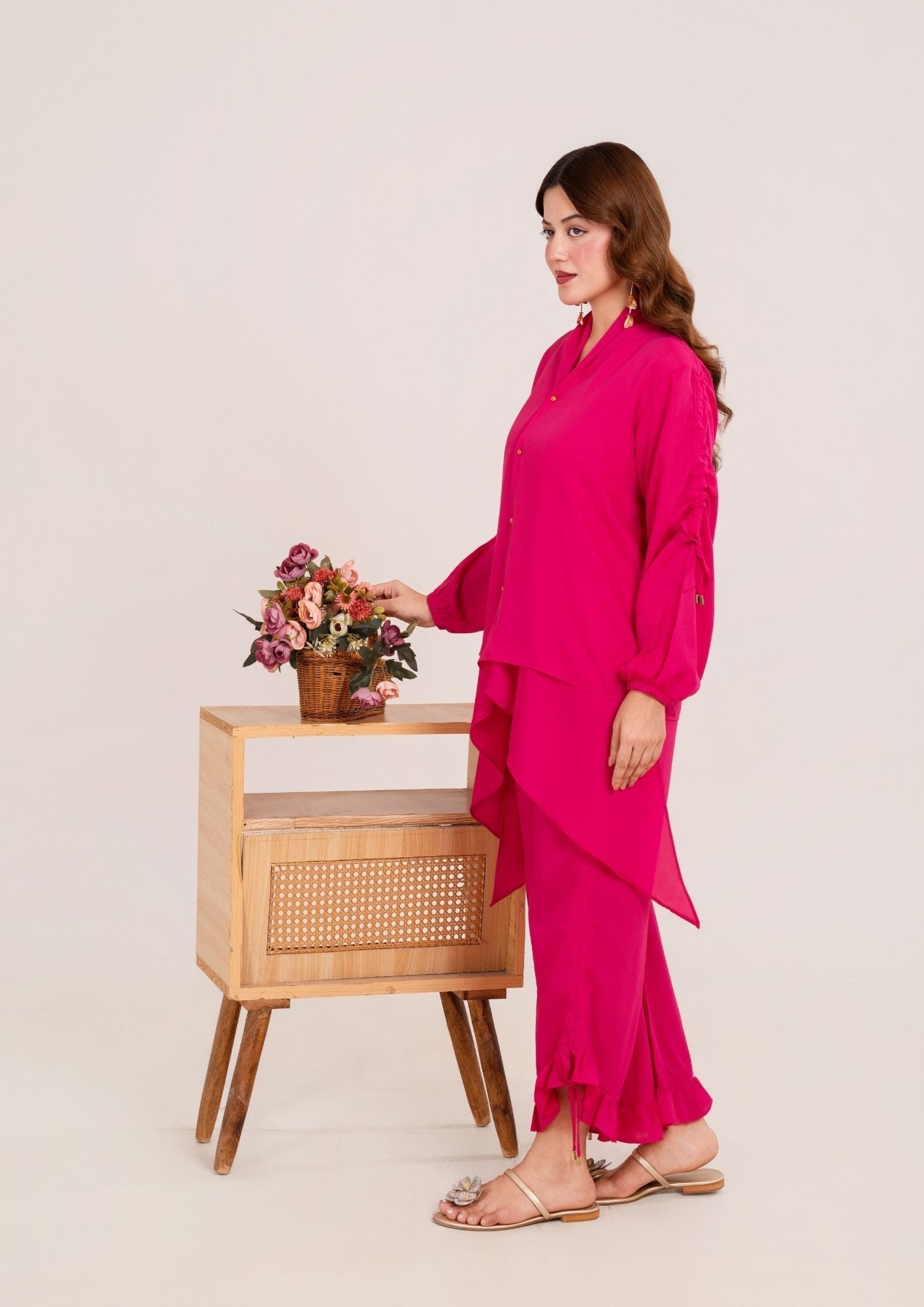 georgette Co ord Sets in Hot pink
