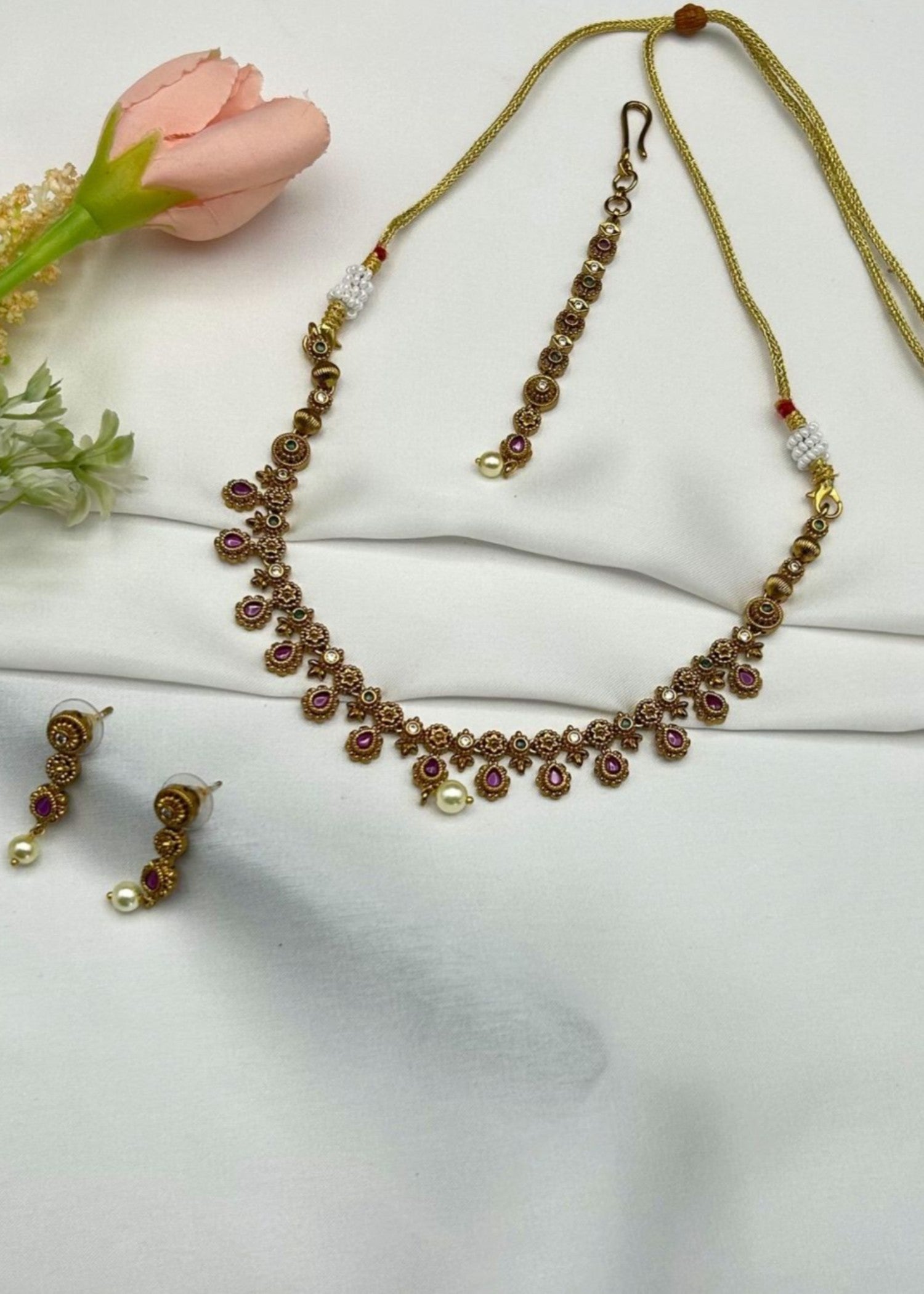 Jewelry Set in Ruby red Color by - Trendy Women Jewelry Set RZF8171