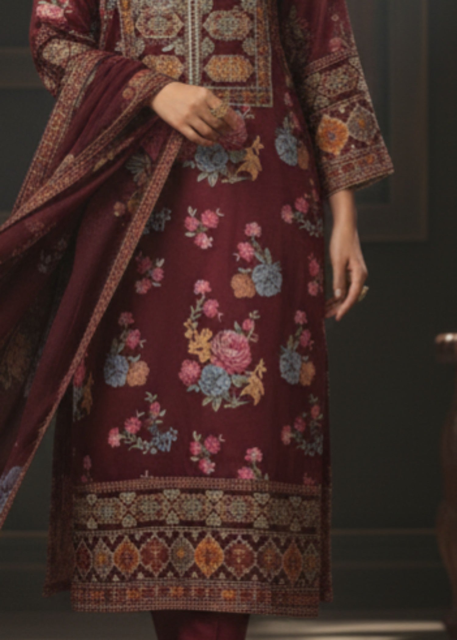 pk charmuse silk Kurta Set in Maroon