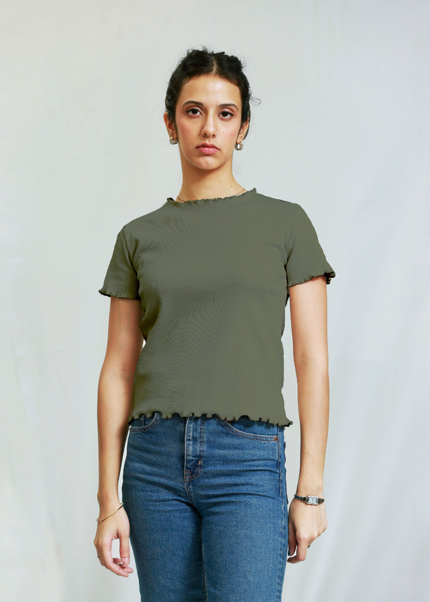 cotton Blouse in Olive green