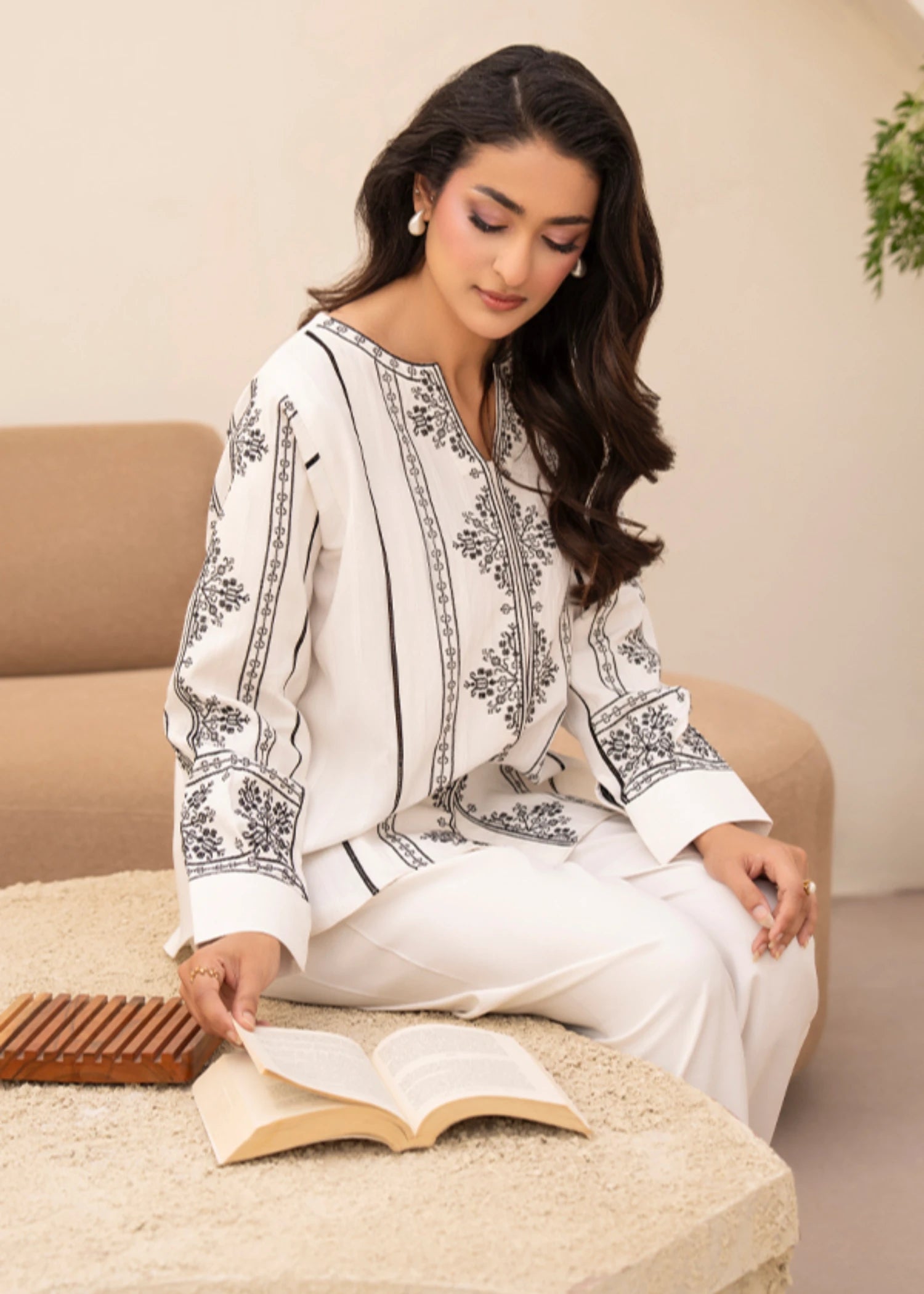 textured linen Co ord Sets in White