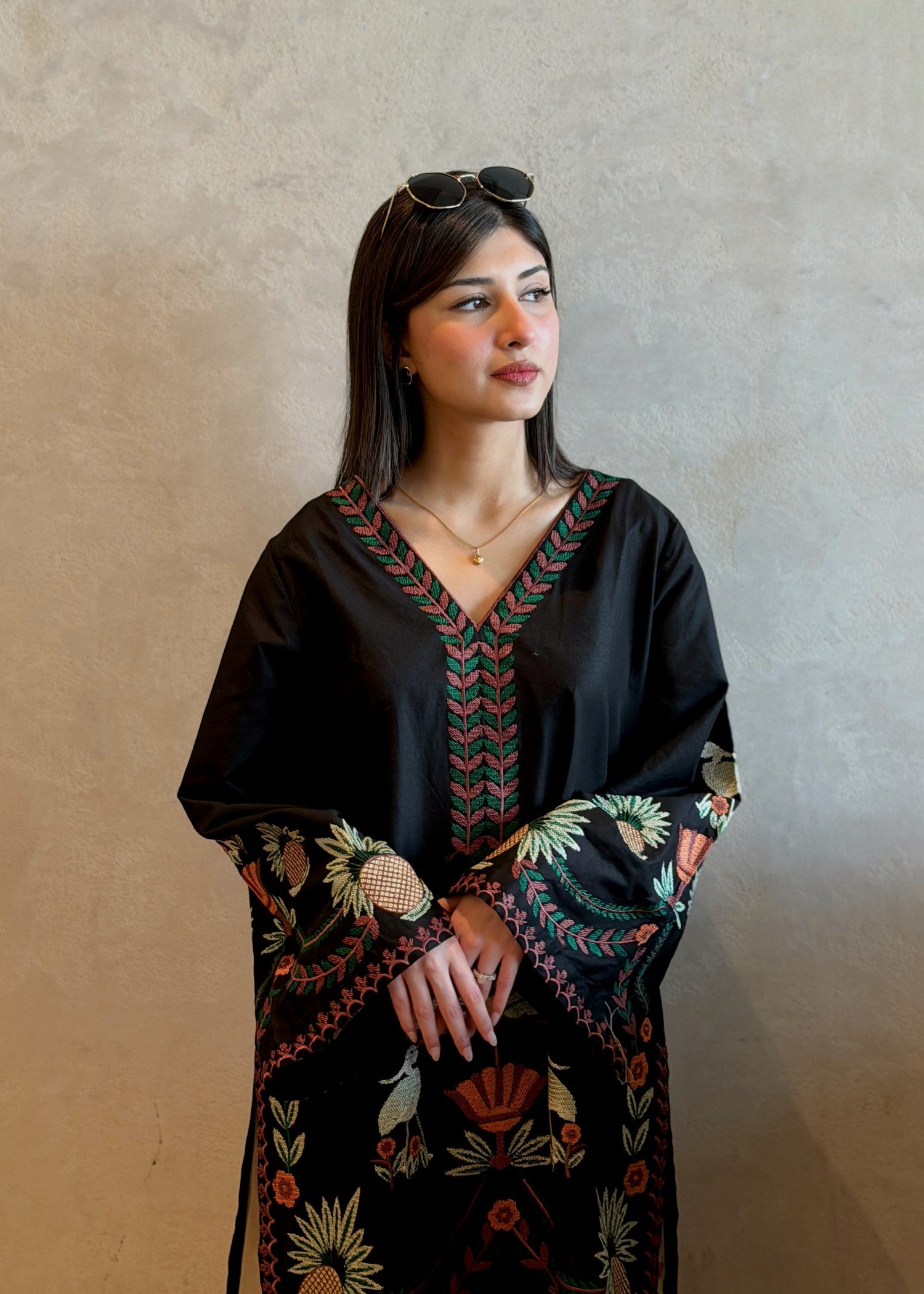 cotton Kurta Set in Black