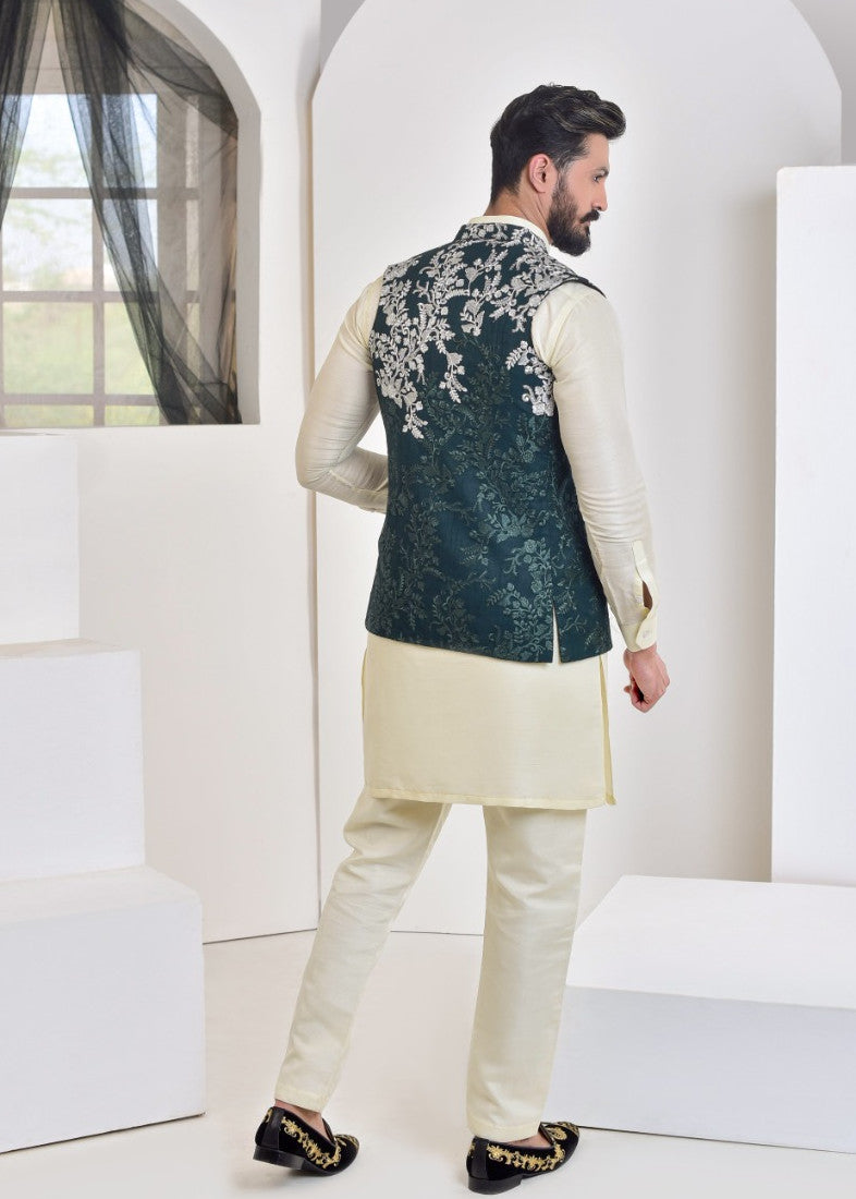 cotton linen Waistcoat in Green