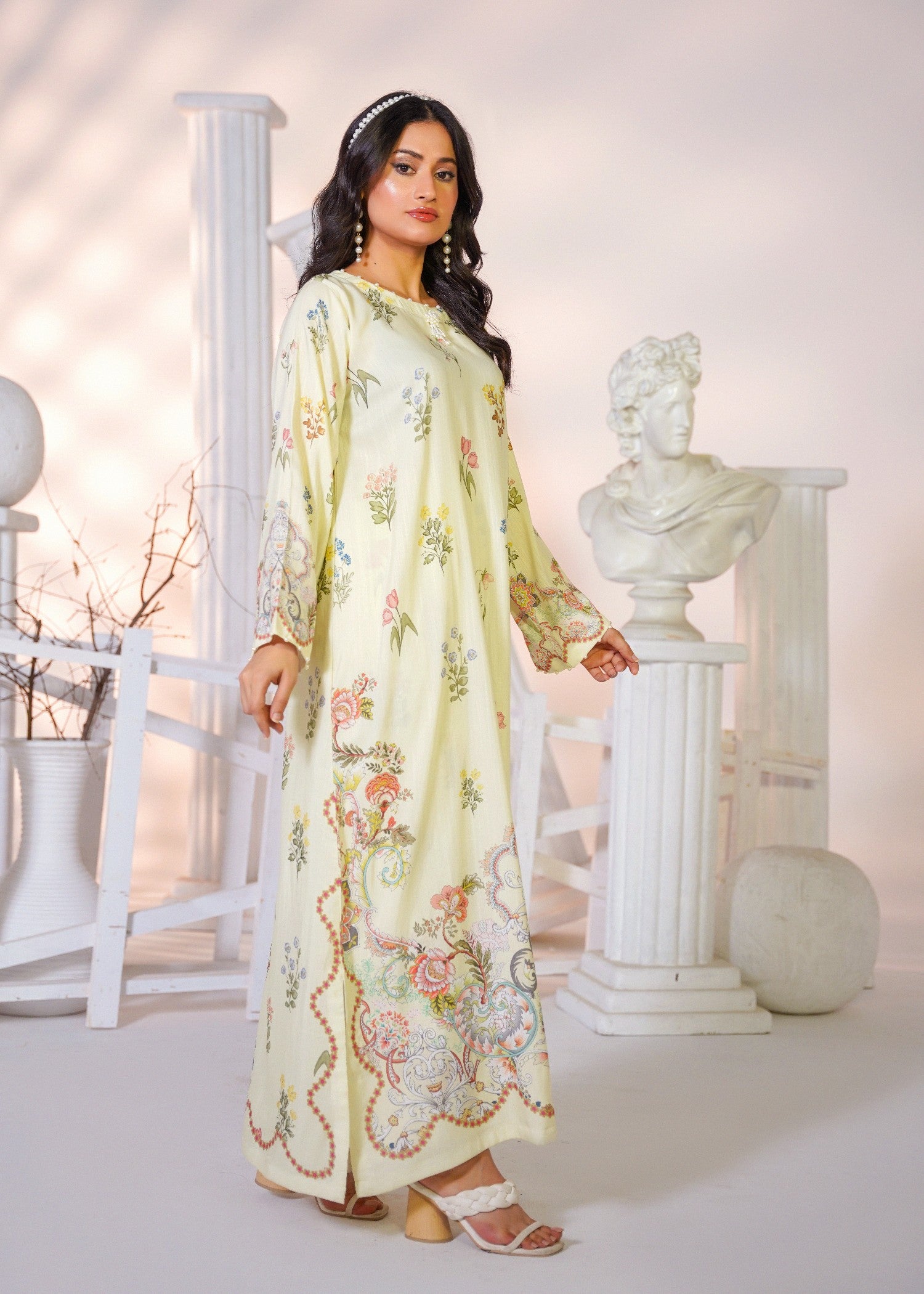 pk raw silk Kaftan in Cream