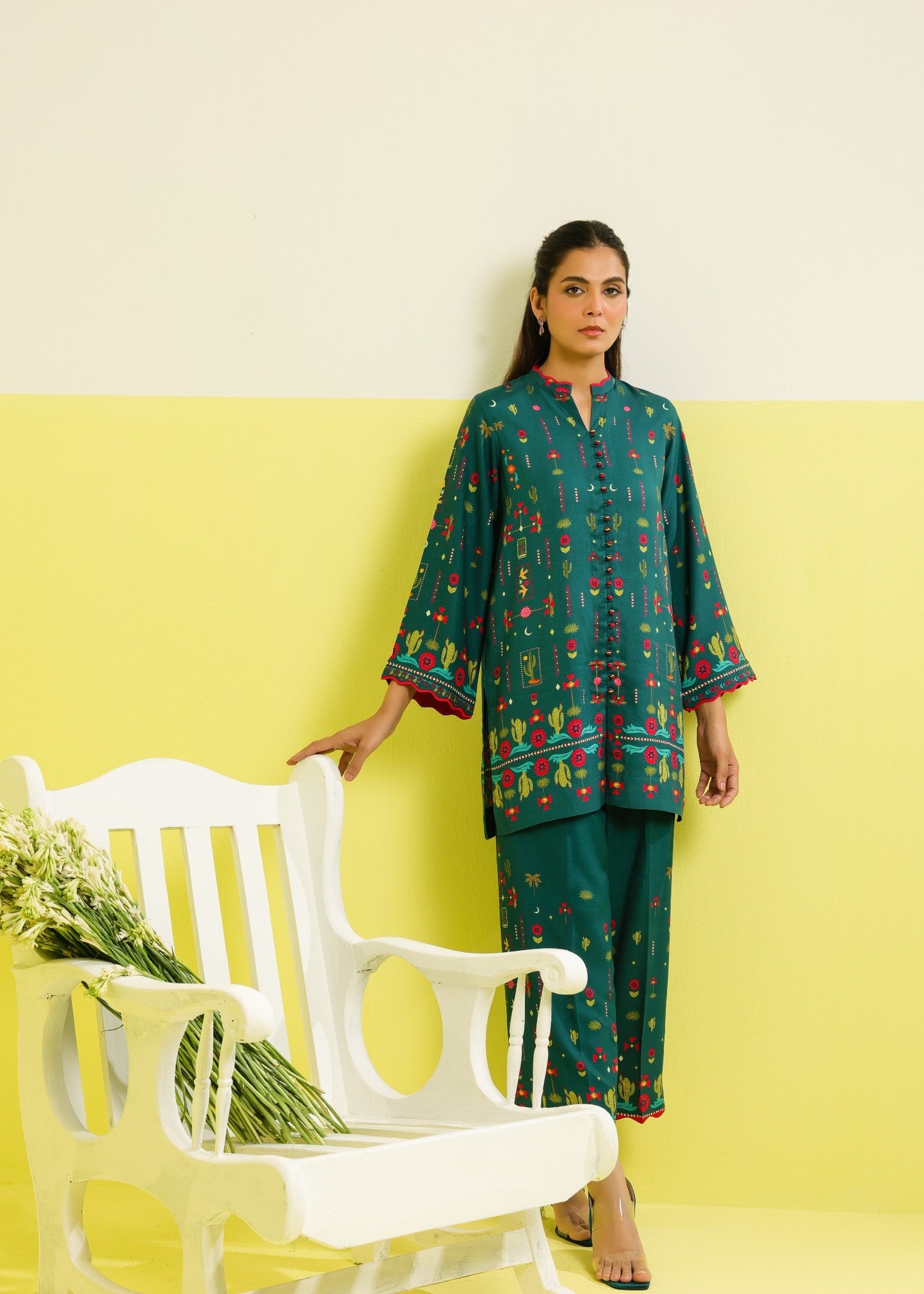 twill cambric Unstitched in Sea green