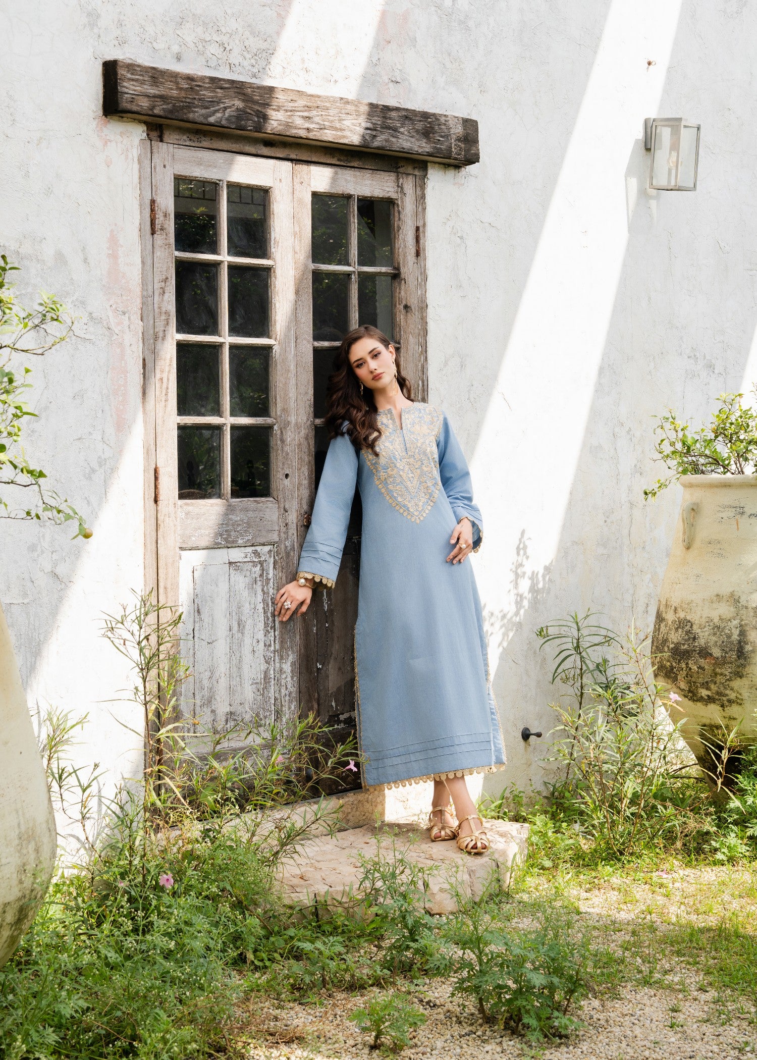 denim Kaftan in Sky blue
