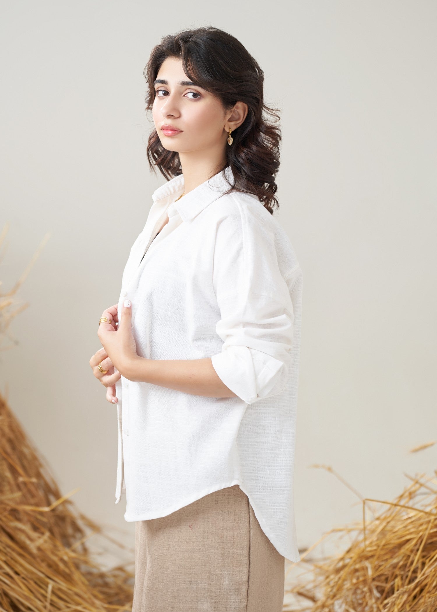 linen Top in White