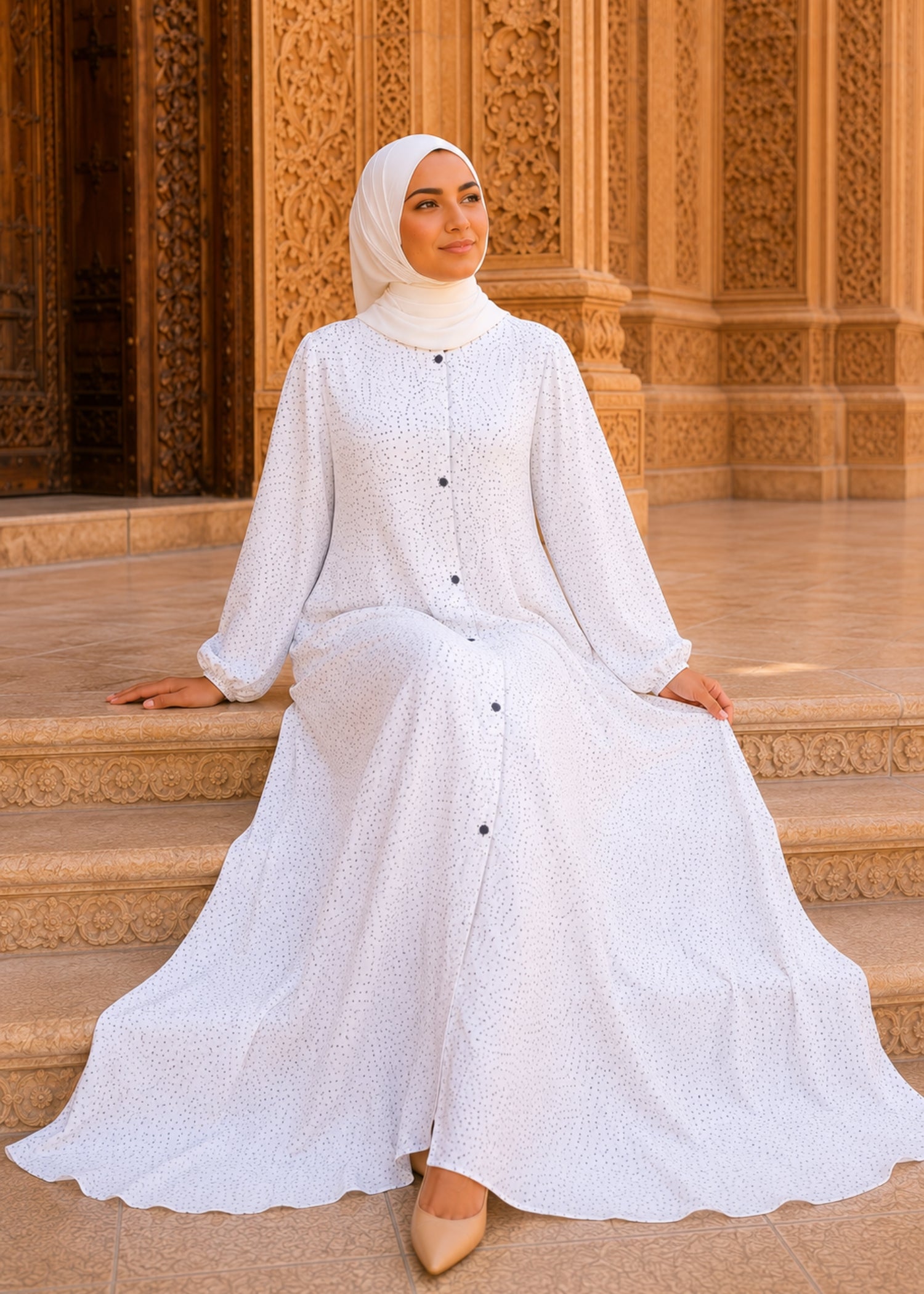 lawn Abaya in White