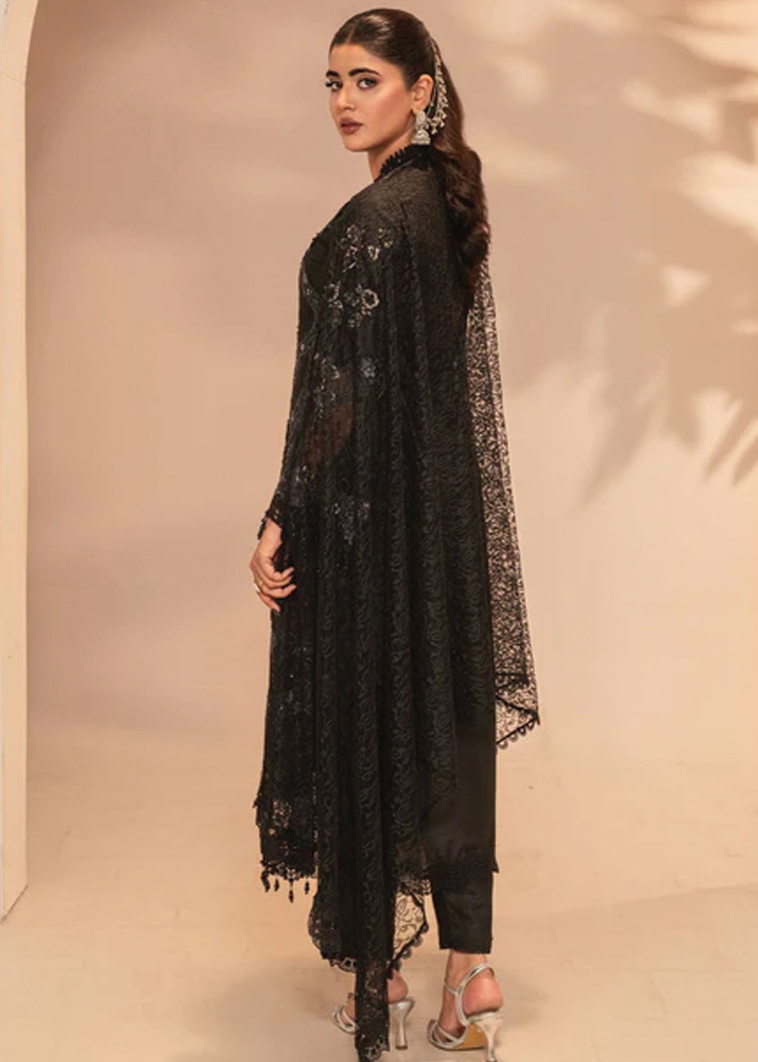 raw silk Kurta Set in Black