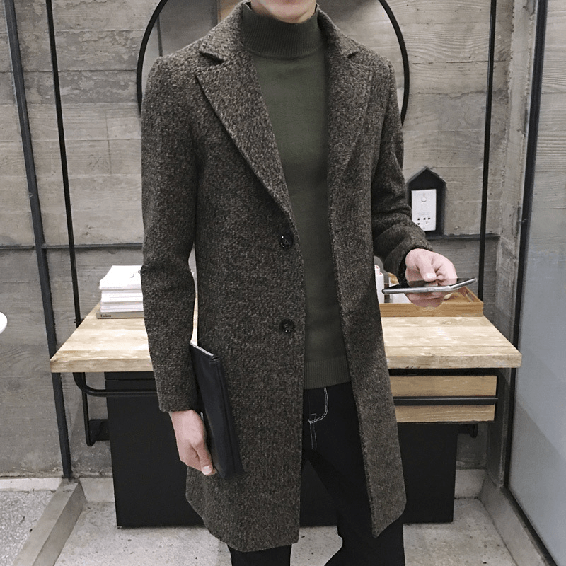 Foreign Trade Data Sell through Autumn New Mid-Length Windbreaker Korean Men'S Woolen Coat Men'S Large Size Coat Male NF06