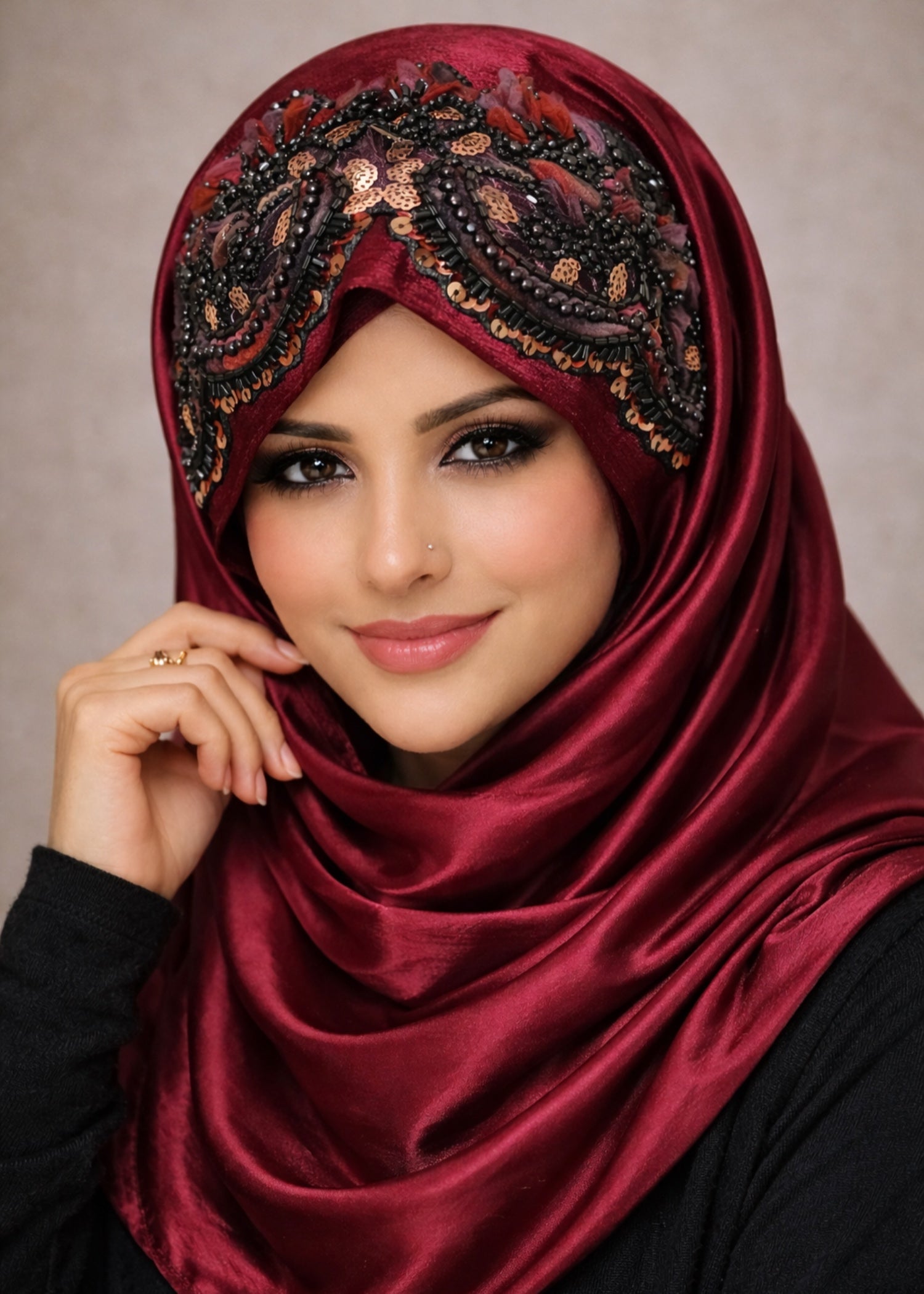 chiffon silk Hijab in Deep carmine