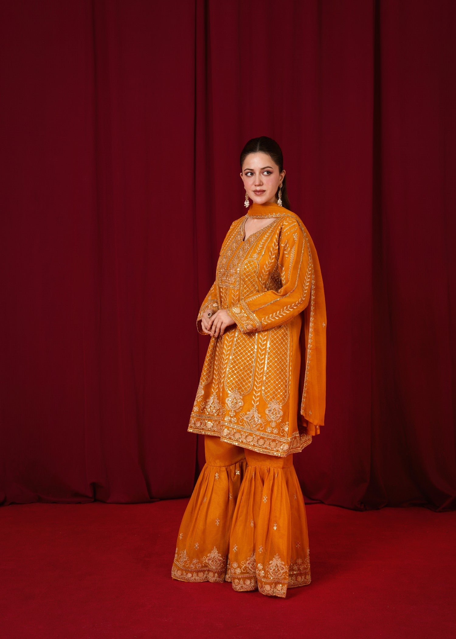 chiffon Gharara in Orange