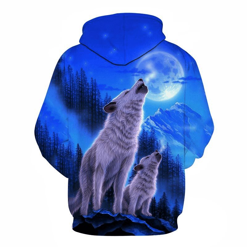 Lovers Wear 3D Wolf Digital Printing Hooded Baseball Uniform Autumn and Winter Men'S and Women'S Hooded Sweater