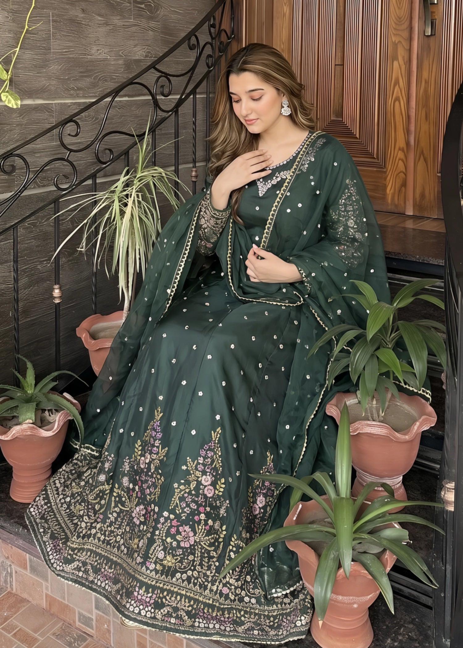 silk Maxi in Dark green