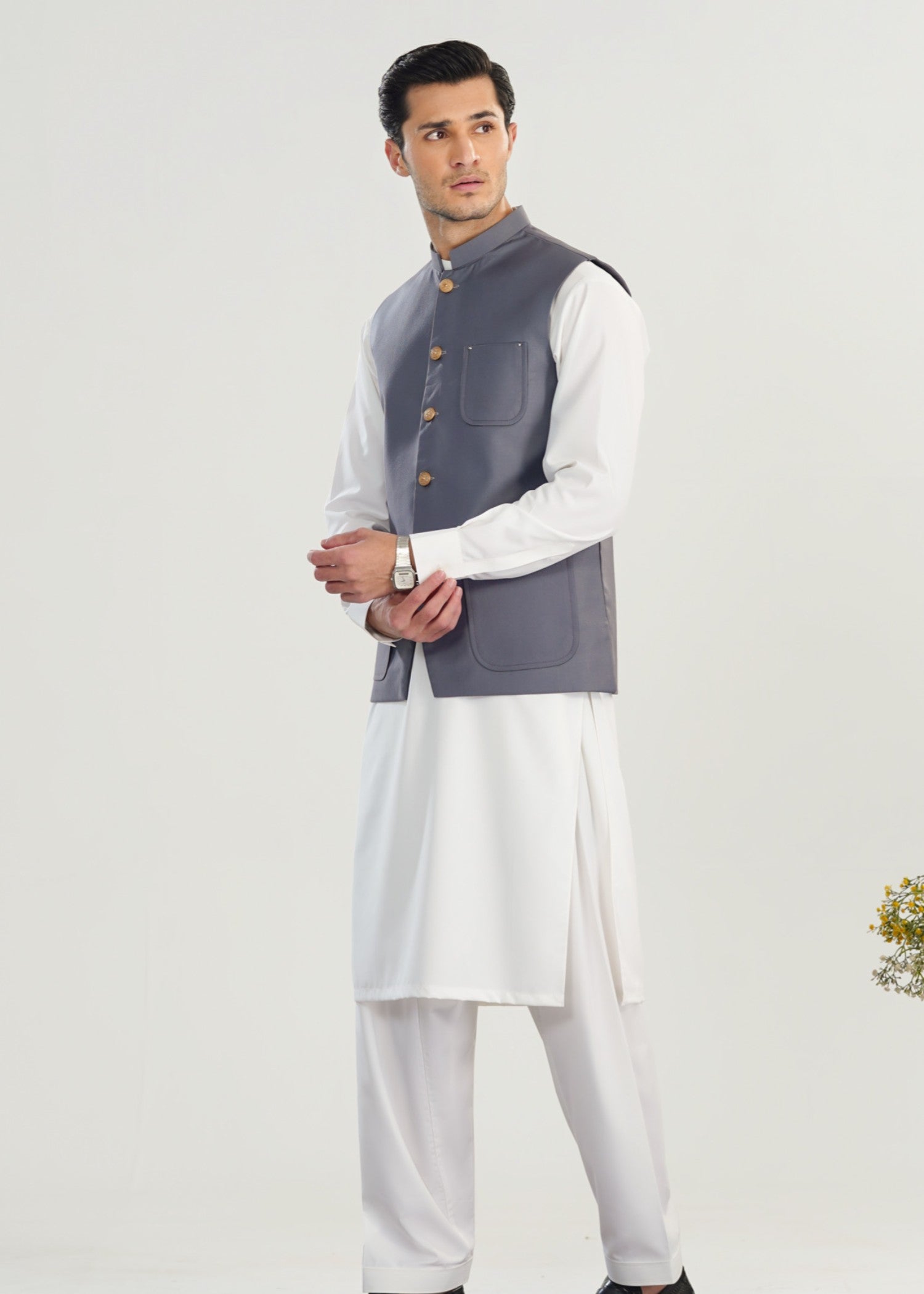 suiting Waistcoat in Off-white, slate grey