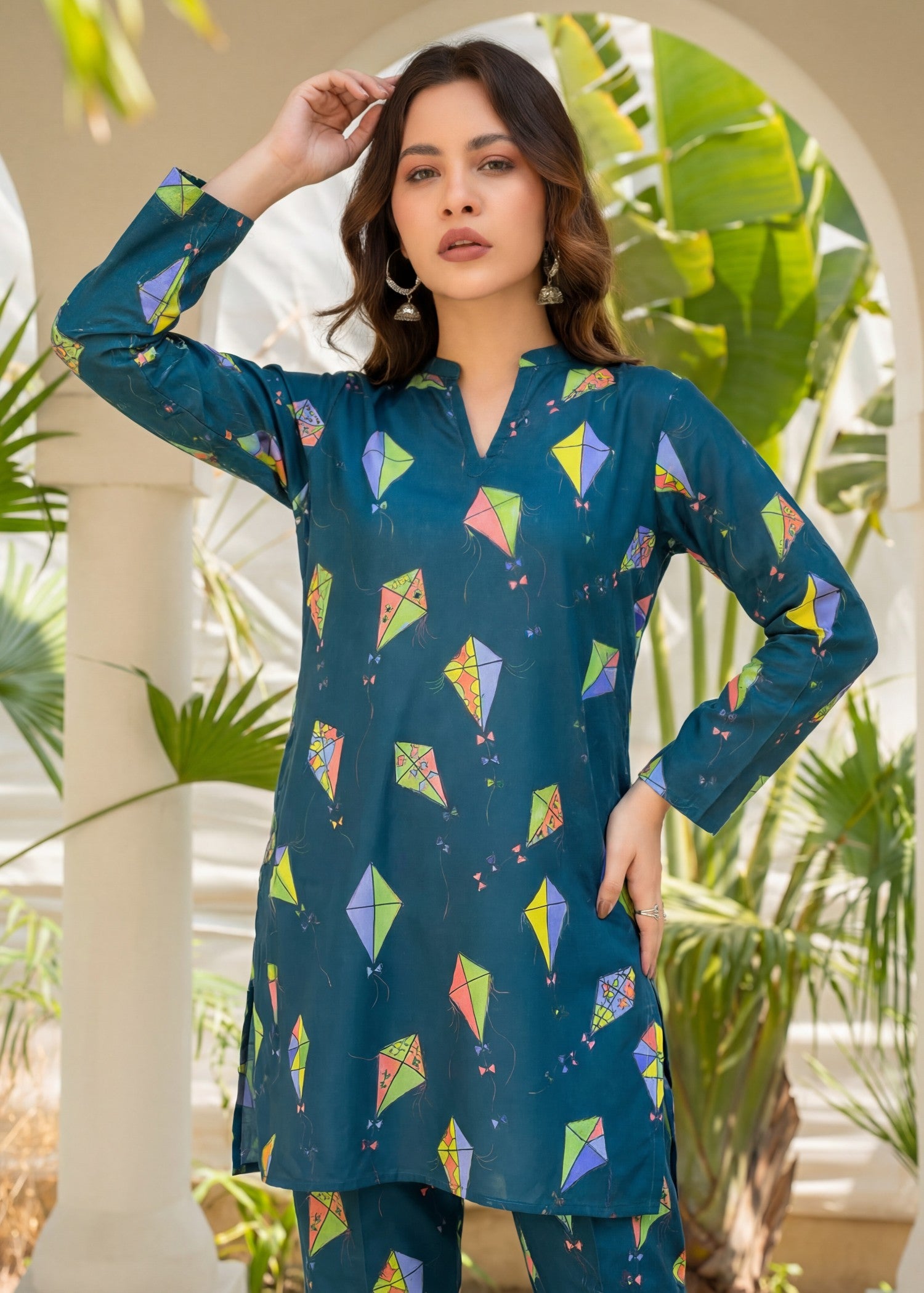 poly silk Co Ord Sets in Slate blue