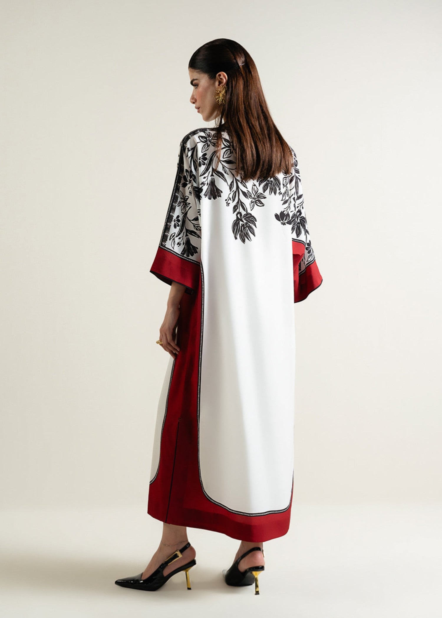 poly lawn Kaftan in Off-white