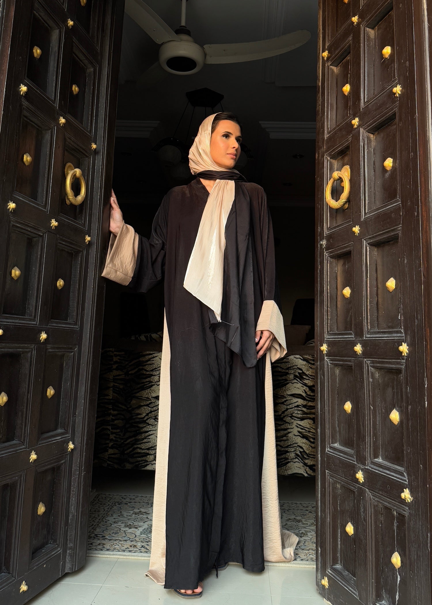 crepe georgette Abaya in Black