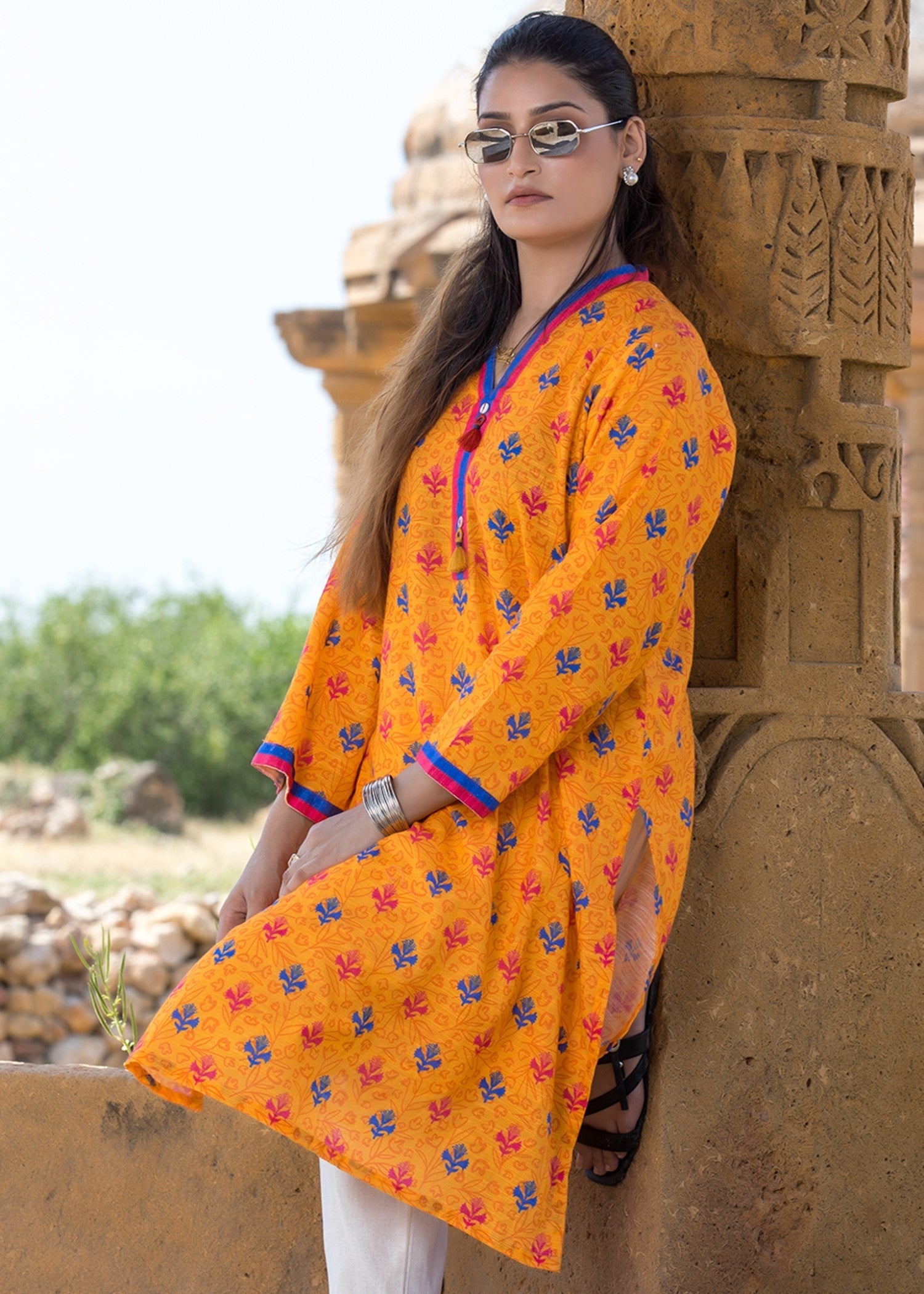 cotton Kurti in Yellow