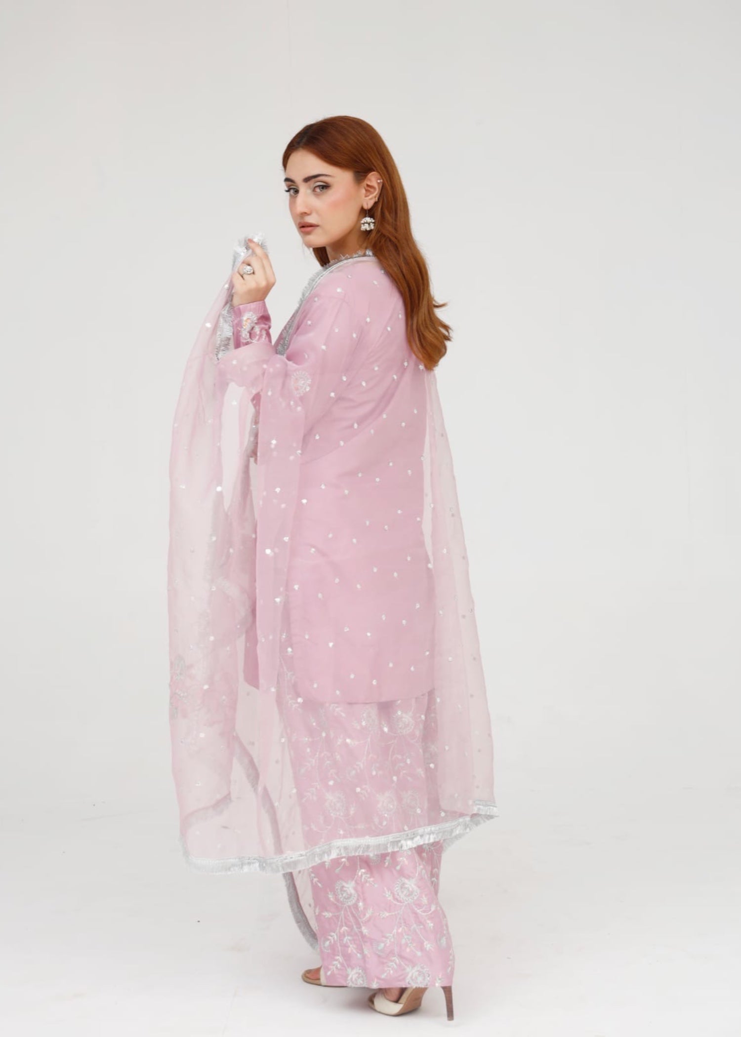 silk Kurta Set in Mauve pink
