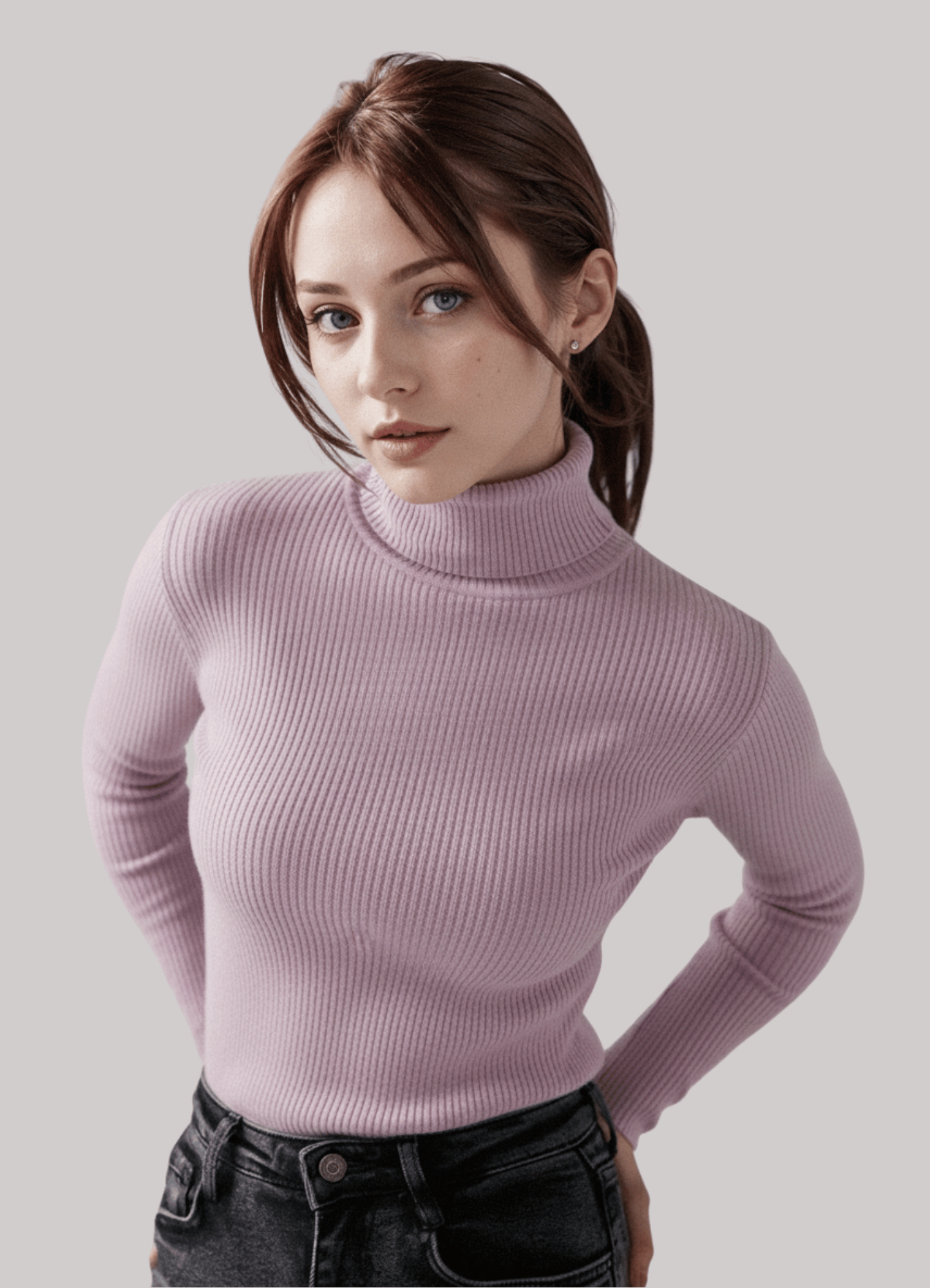 jersey knit Turtle Neck in Lilac