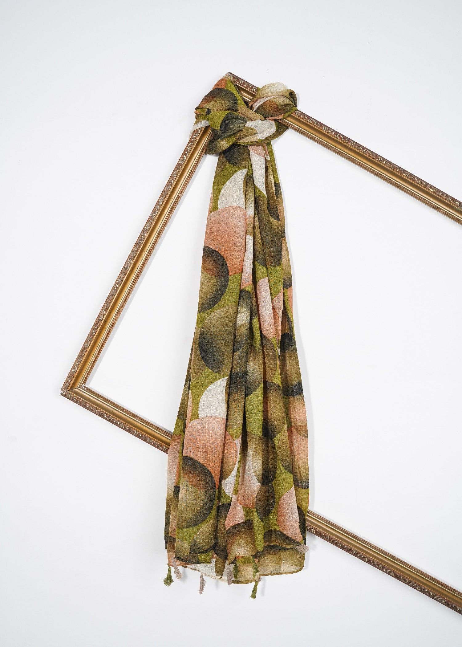 slub lawn Hijab in Multi, olive green