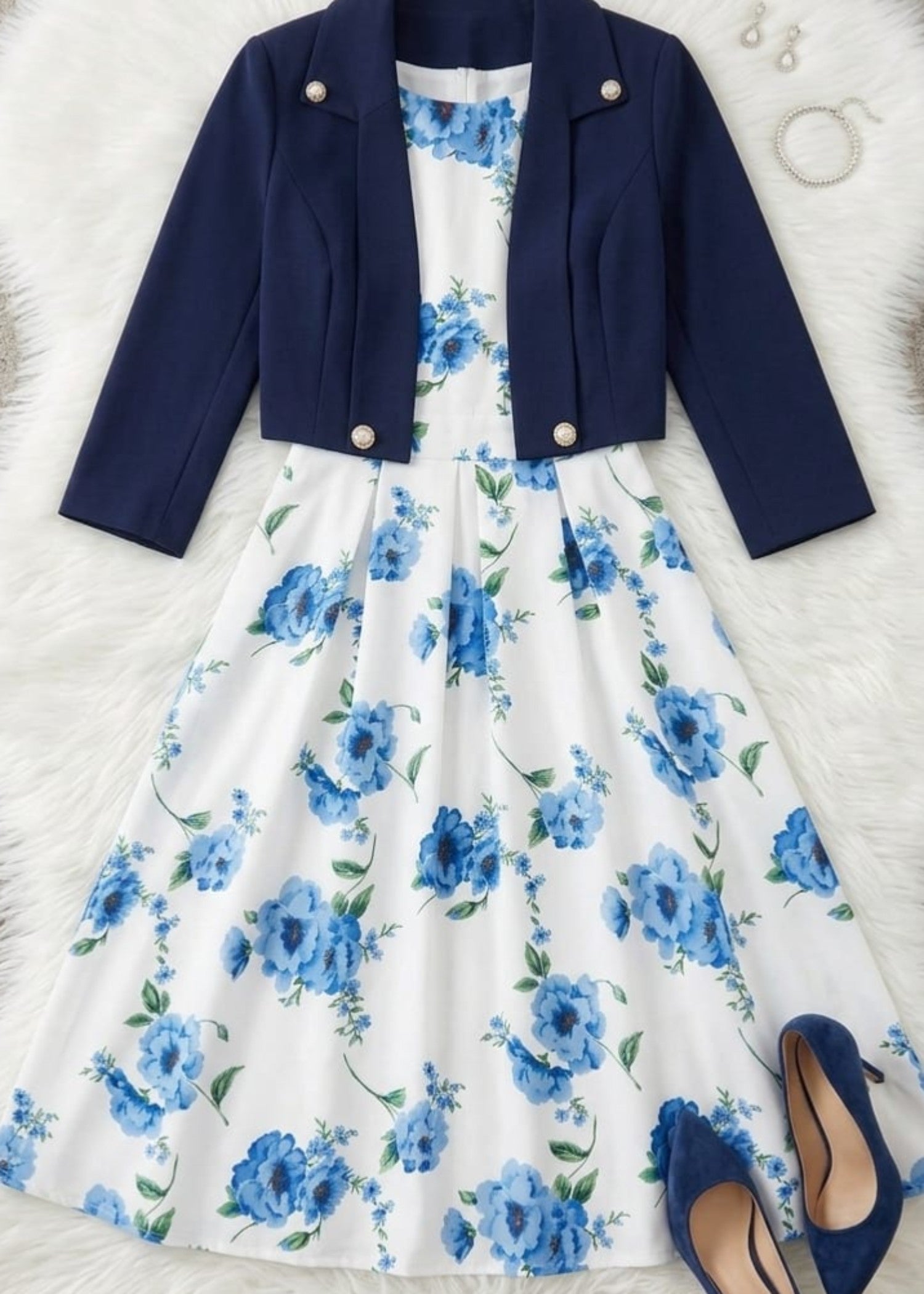 crepe georgette Frock in Navy blue
