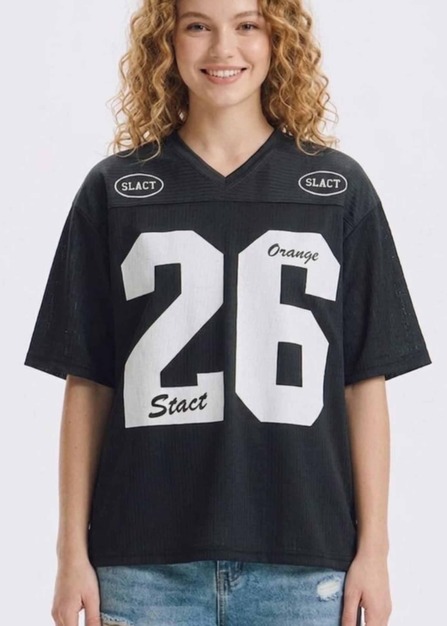 silk cotton net T Shirt in Black