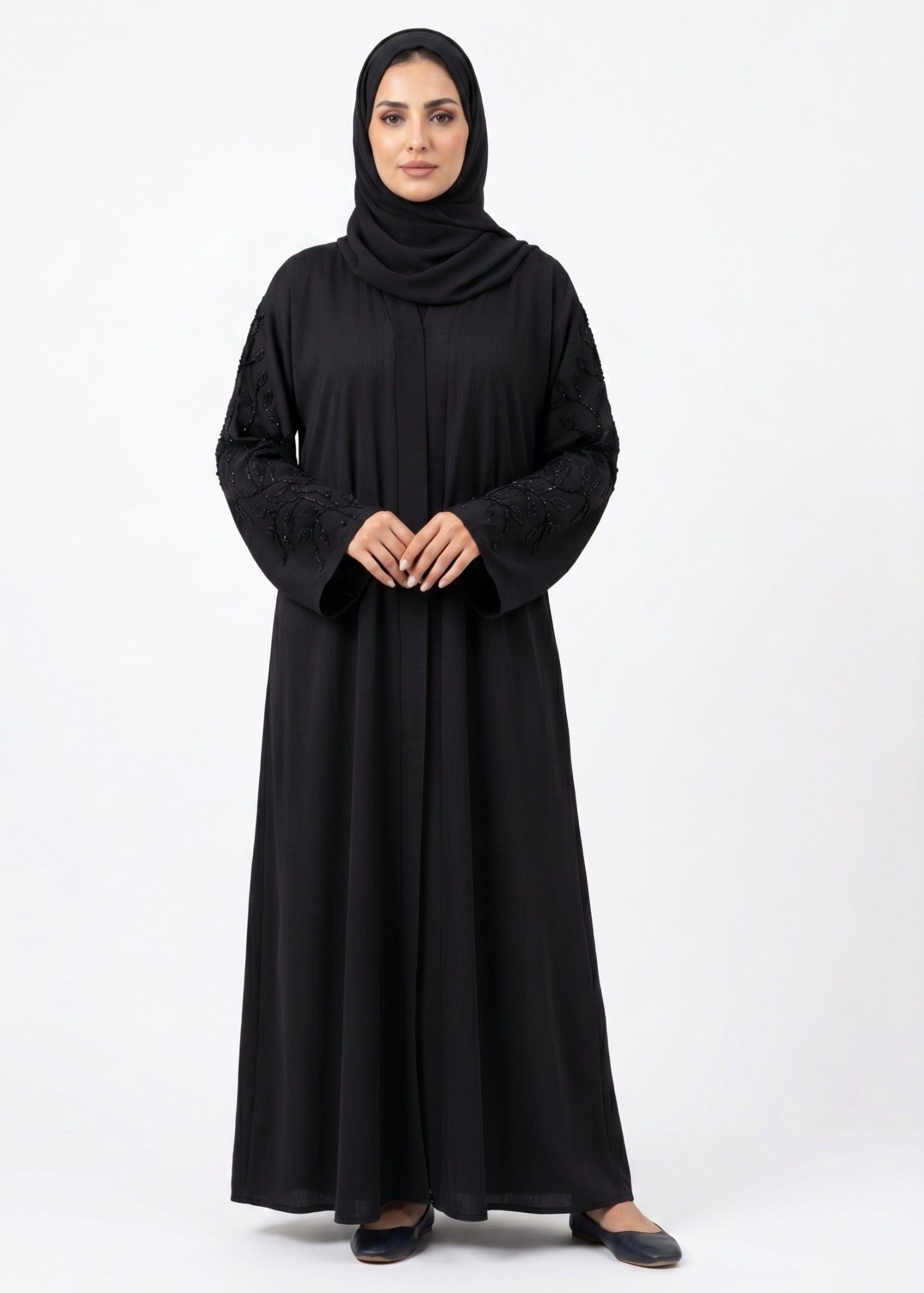crinkle Abaya in Black