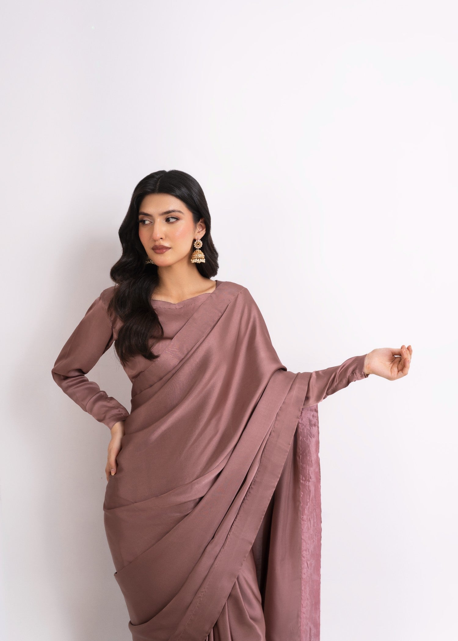silk Saree in Mauve pink