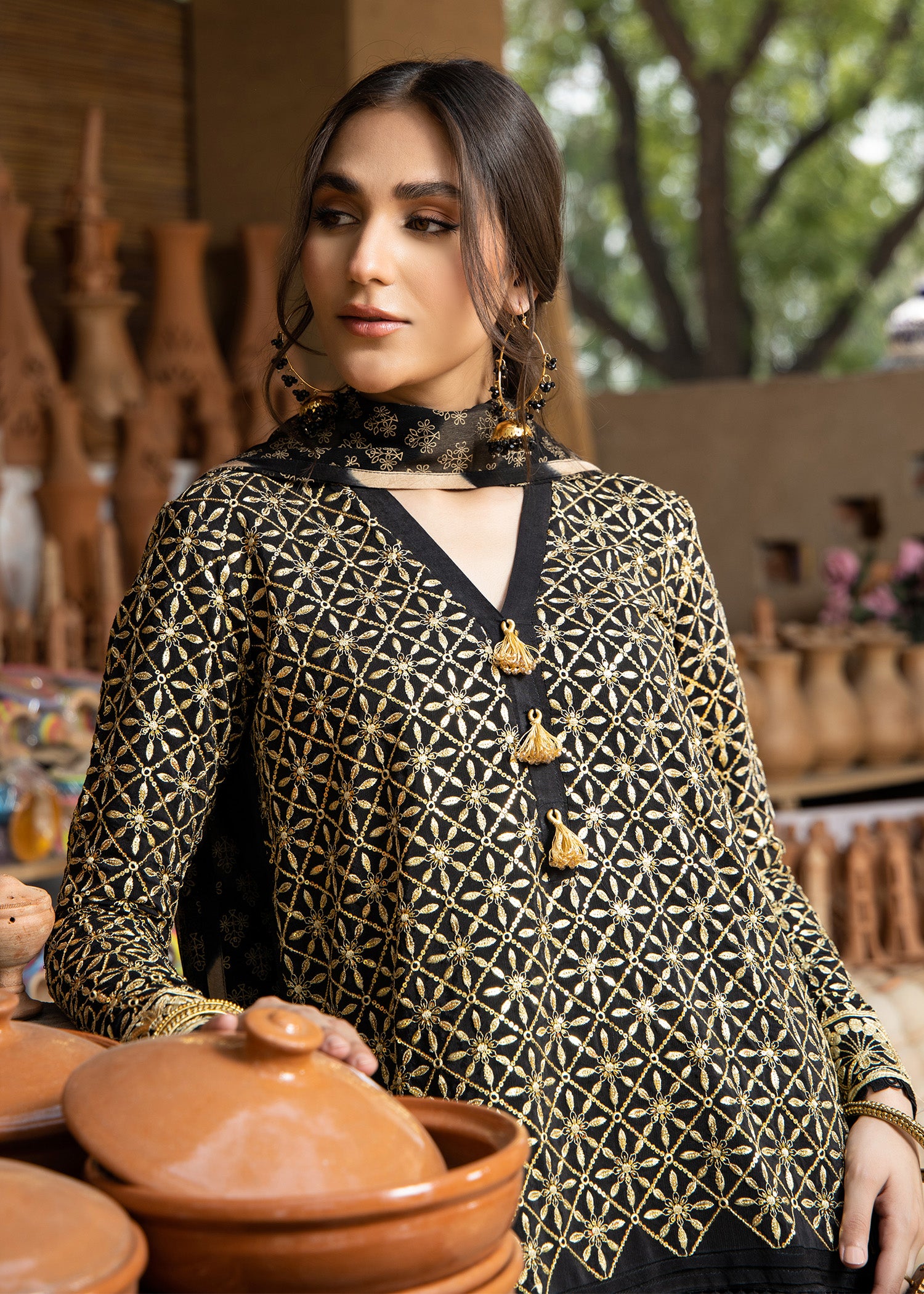 viscose Kurta Set in Black