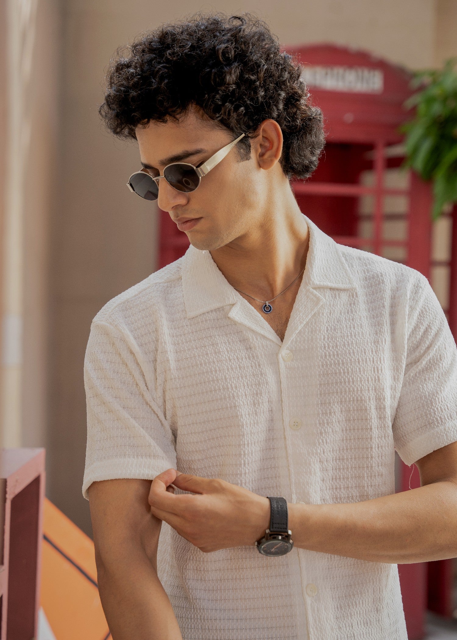 cotton Casual Shirt in White, white smoke
