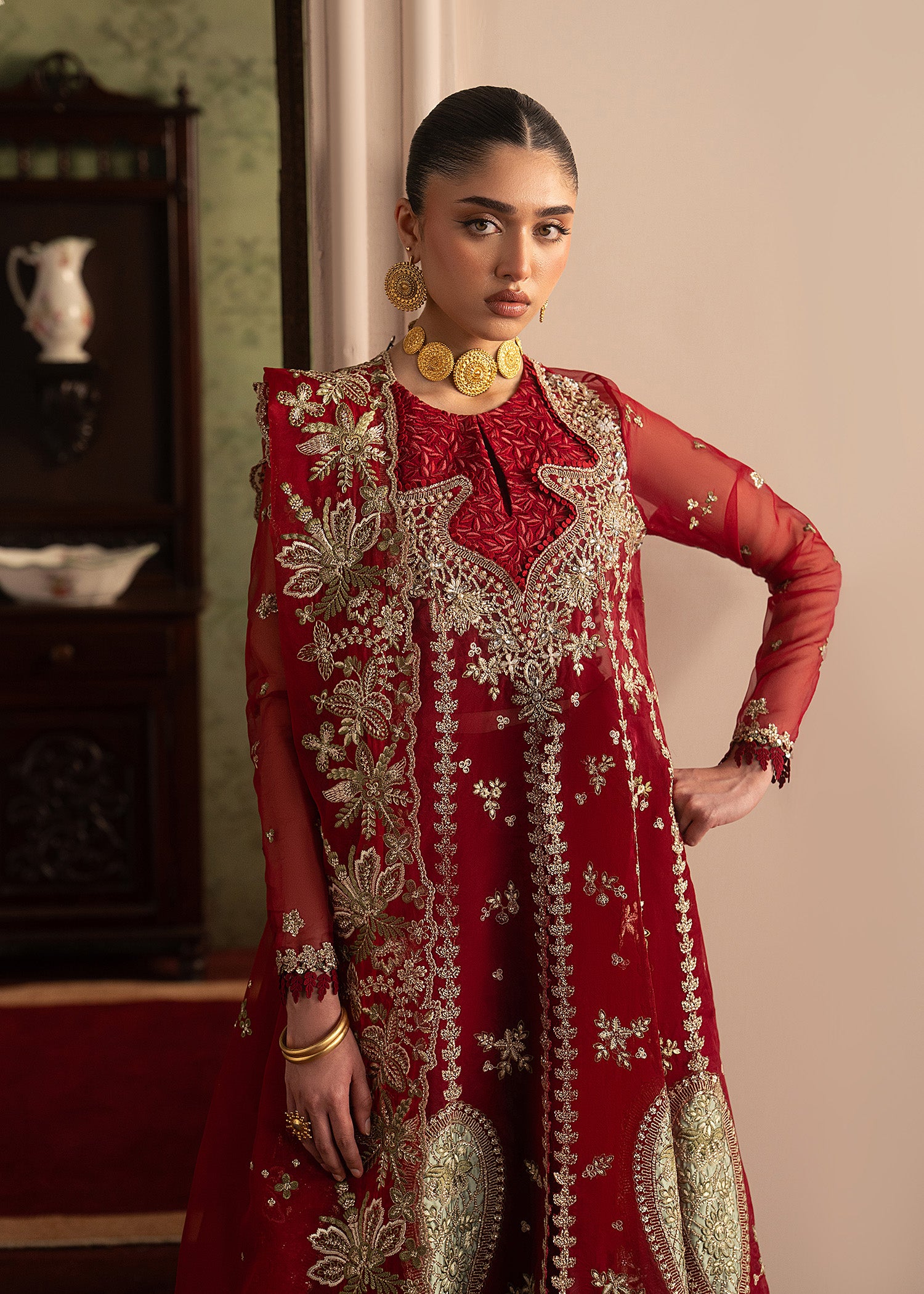 organza Sharara in Red
