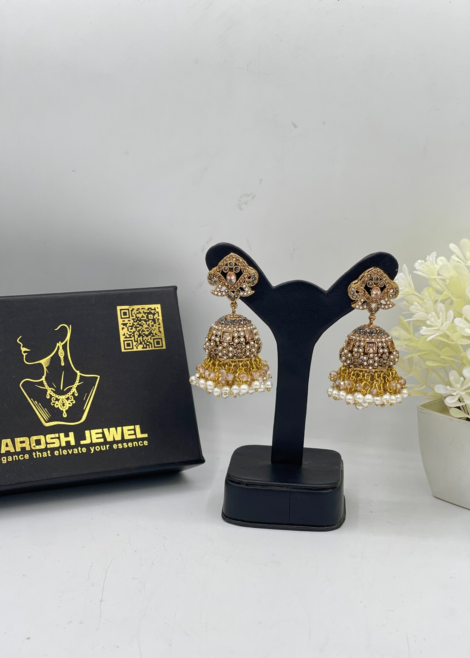 Earrings in Champagne, pearl white Color by - Trendy Women Earrings JWS6962