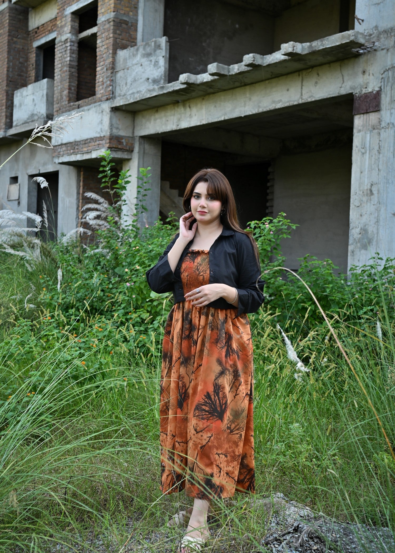 georgette Dress in Hazelwood brown