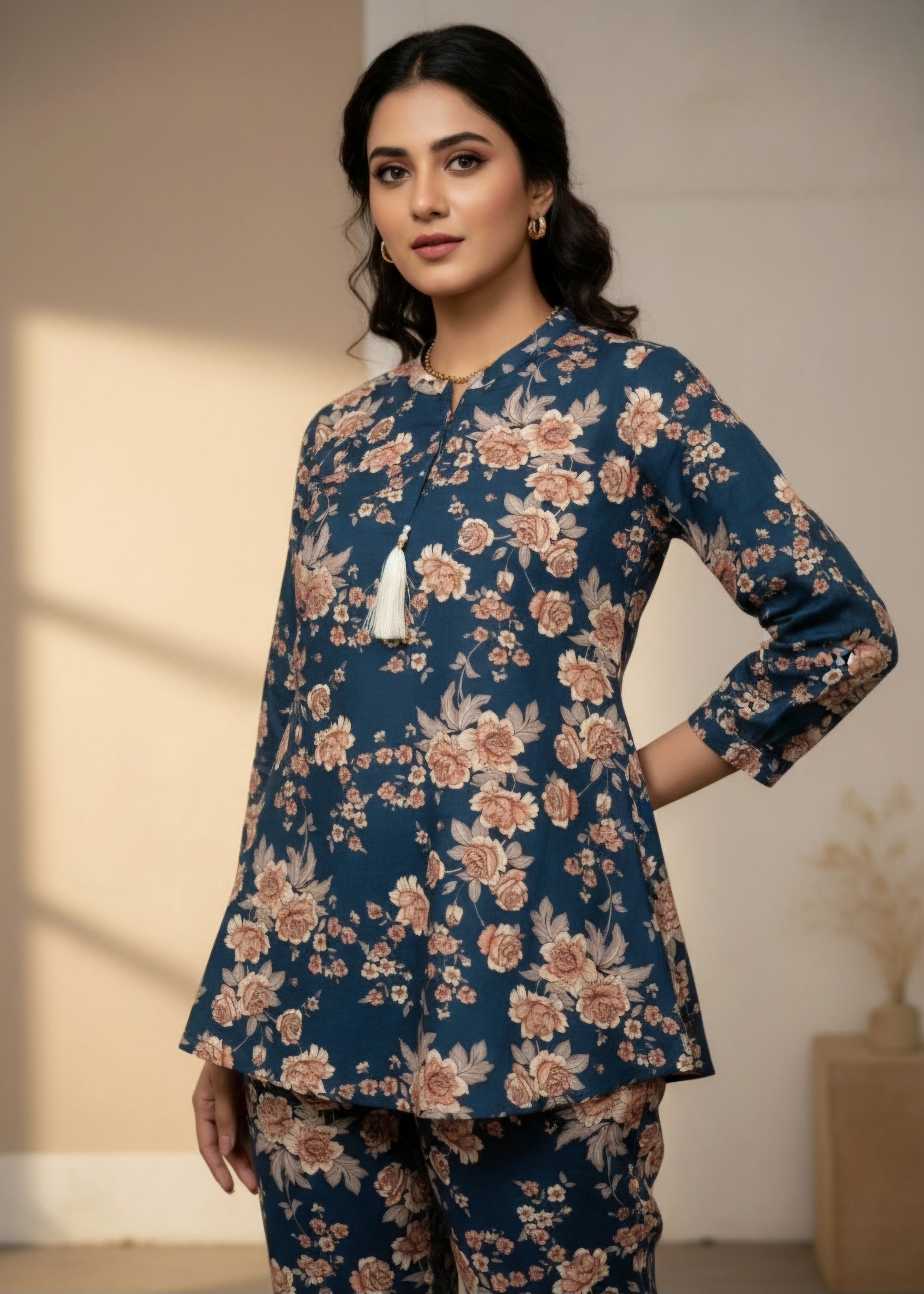 slub khaddar Co Ord Sets in Teal