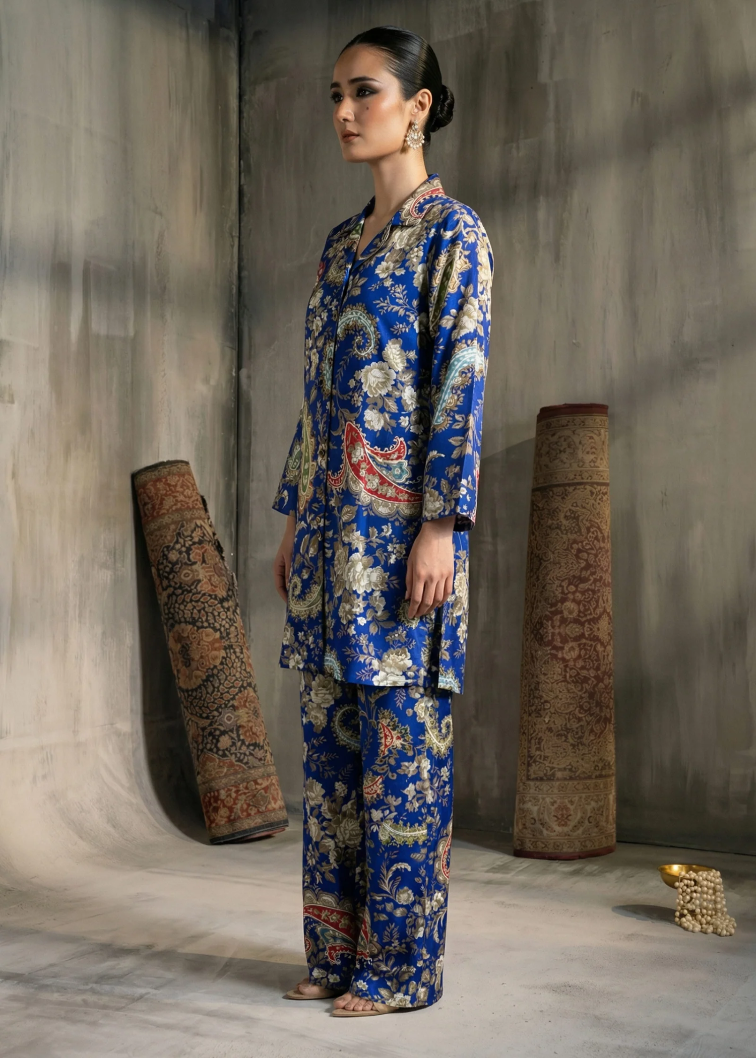 crepe Co Ord Sets in Royal blue