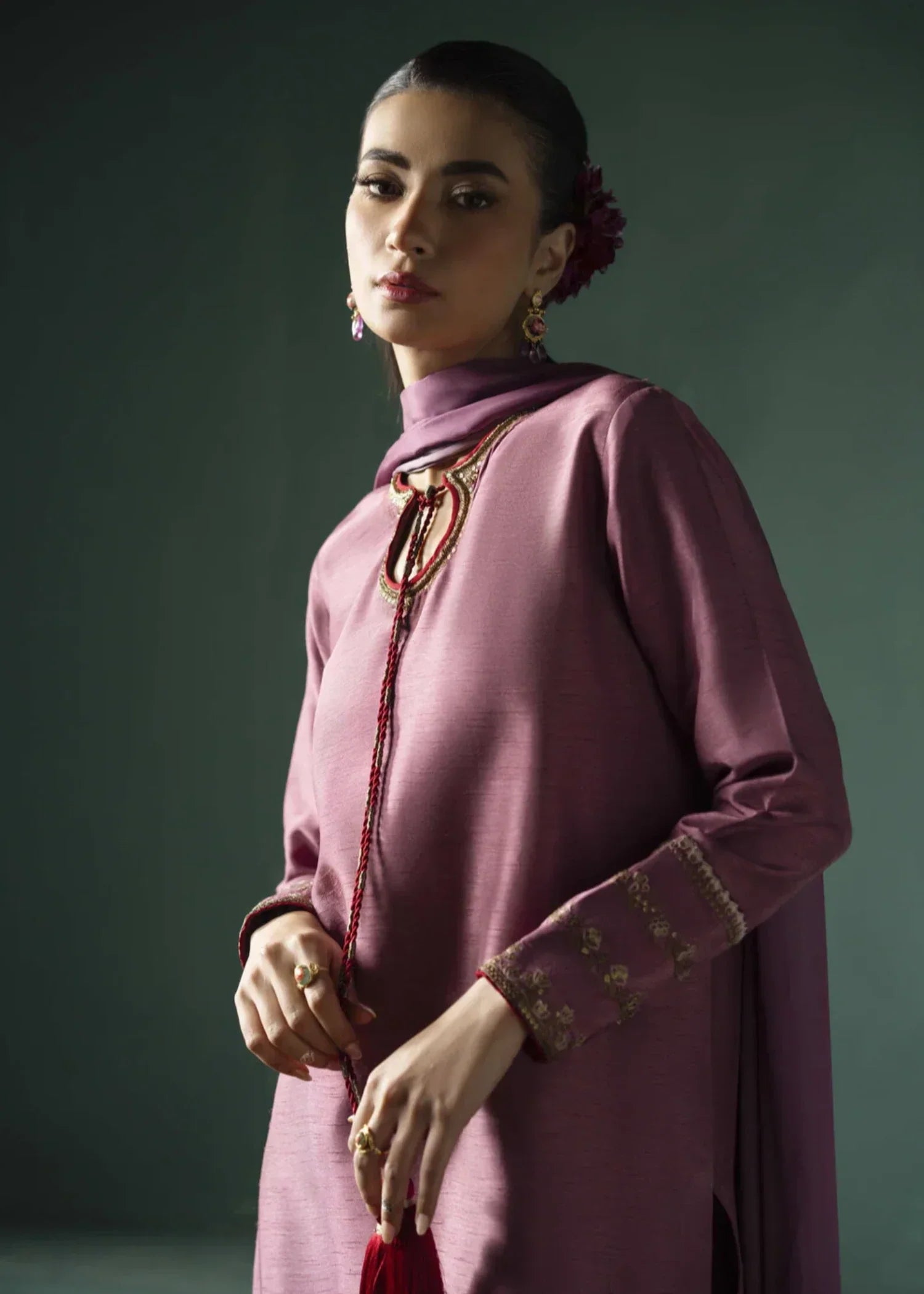 pk raw silk Kurta Set in Mauve pink