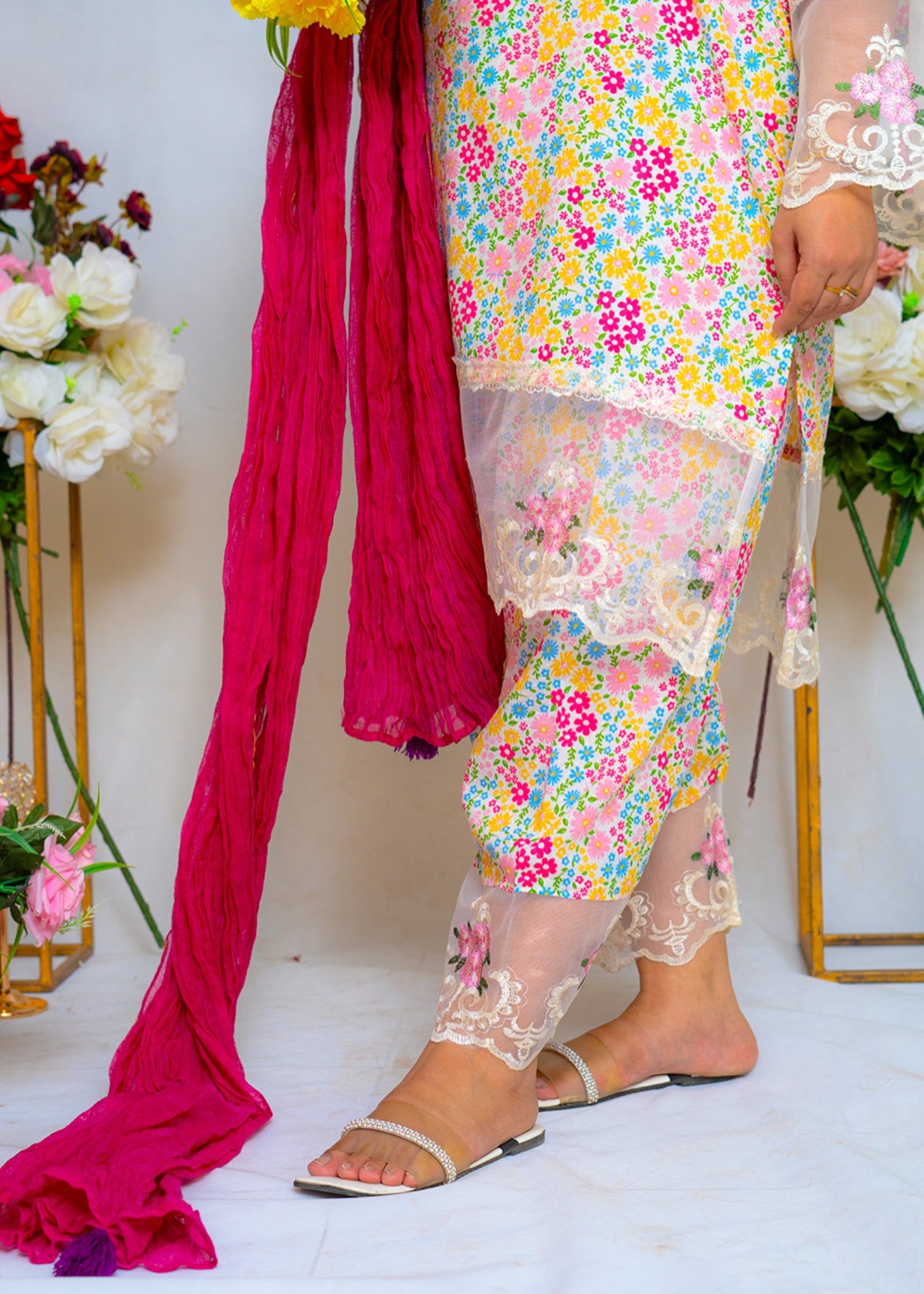 lawn Co Ord Sets in Blush pink, white