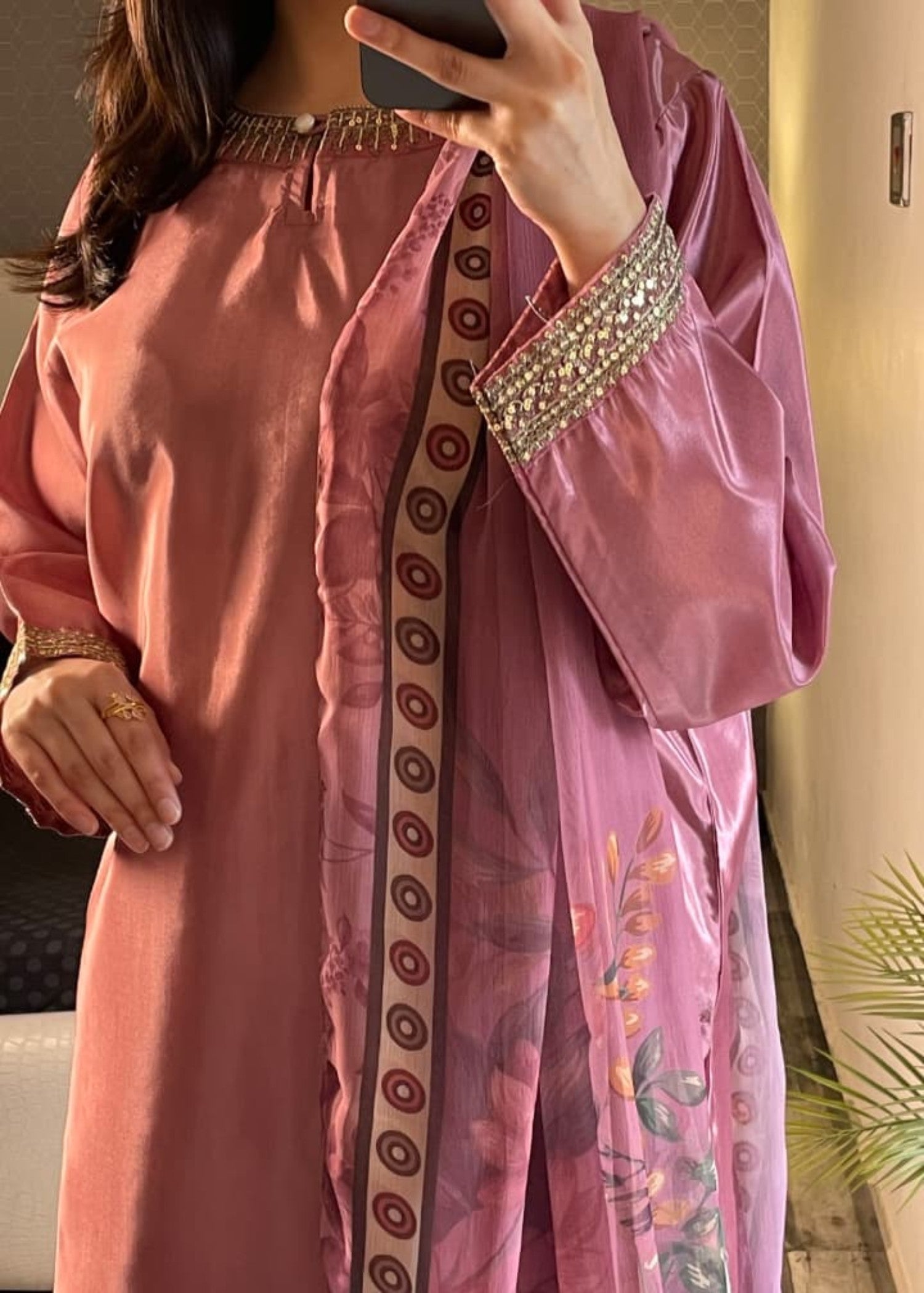 silk Kurta Set in Pink