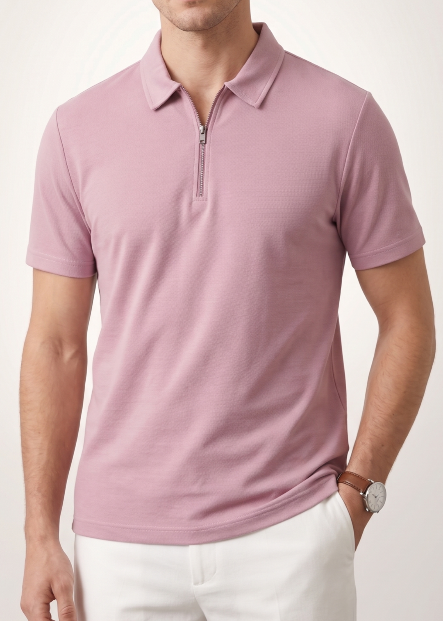 cotton pique Polo Shirt in Light pink