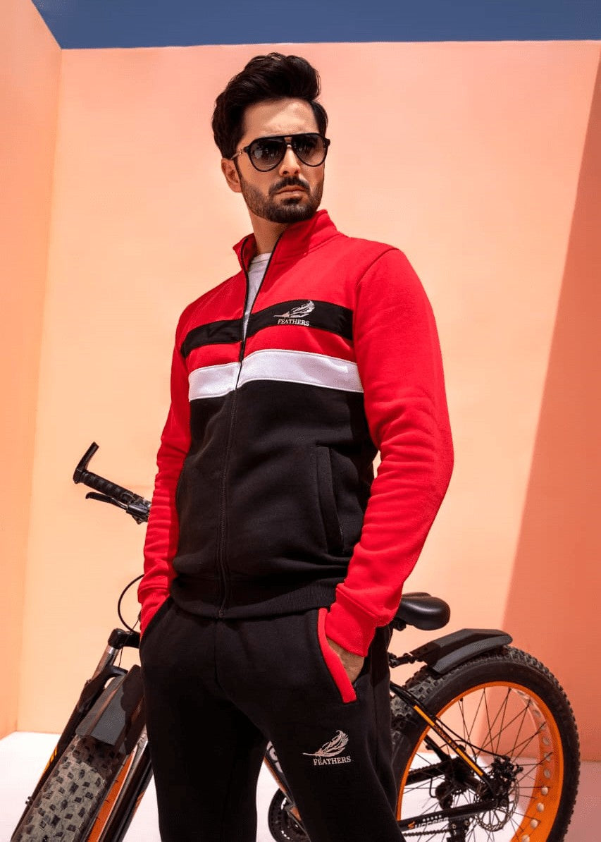 single jersey knit Tracksuit in Black