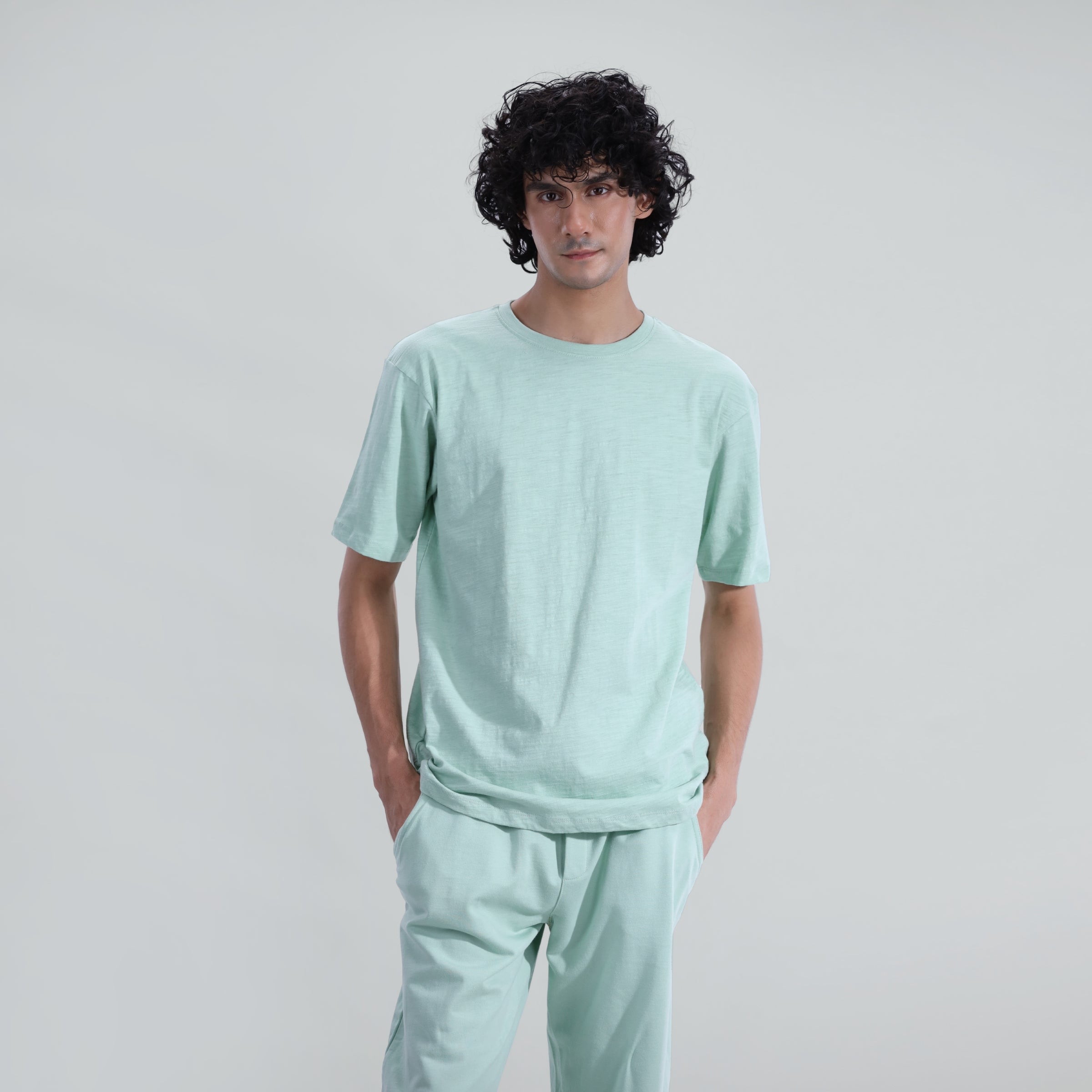 zari cotton T Shirt in Mint green