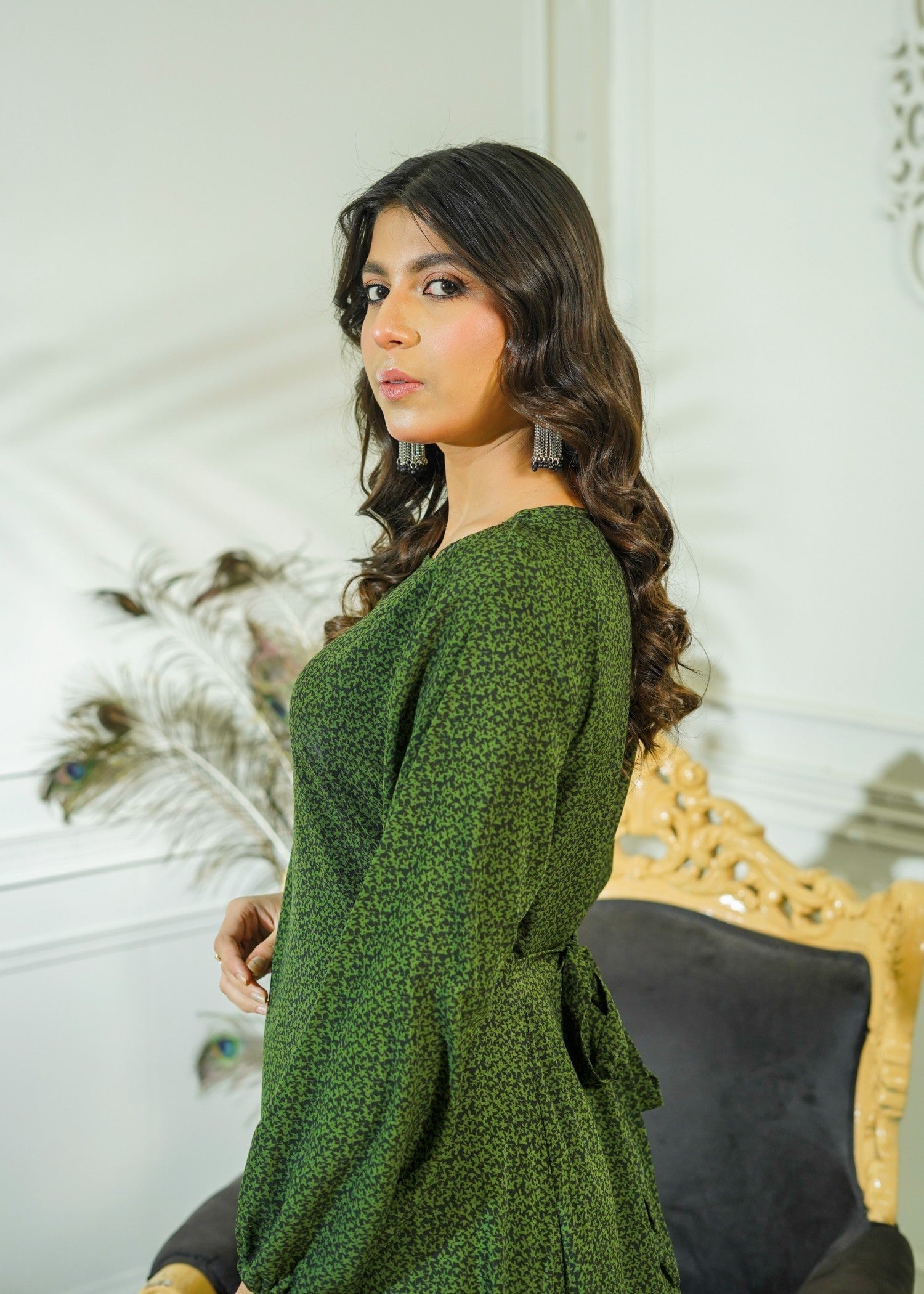 crepe Maxi in Green