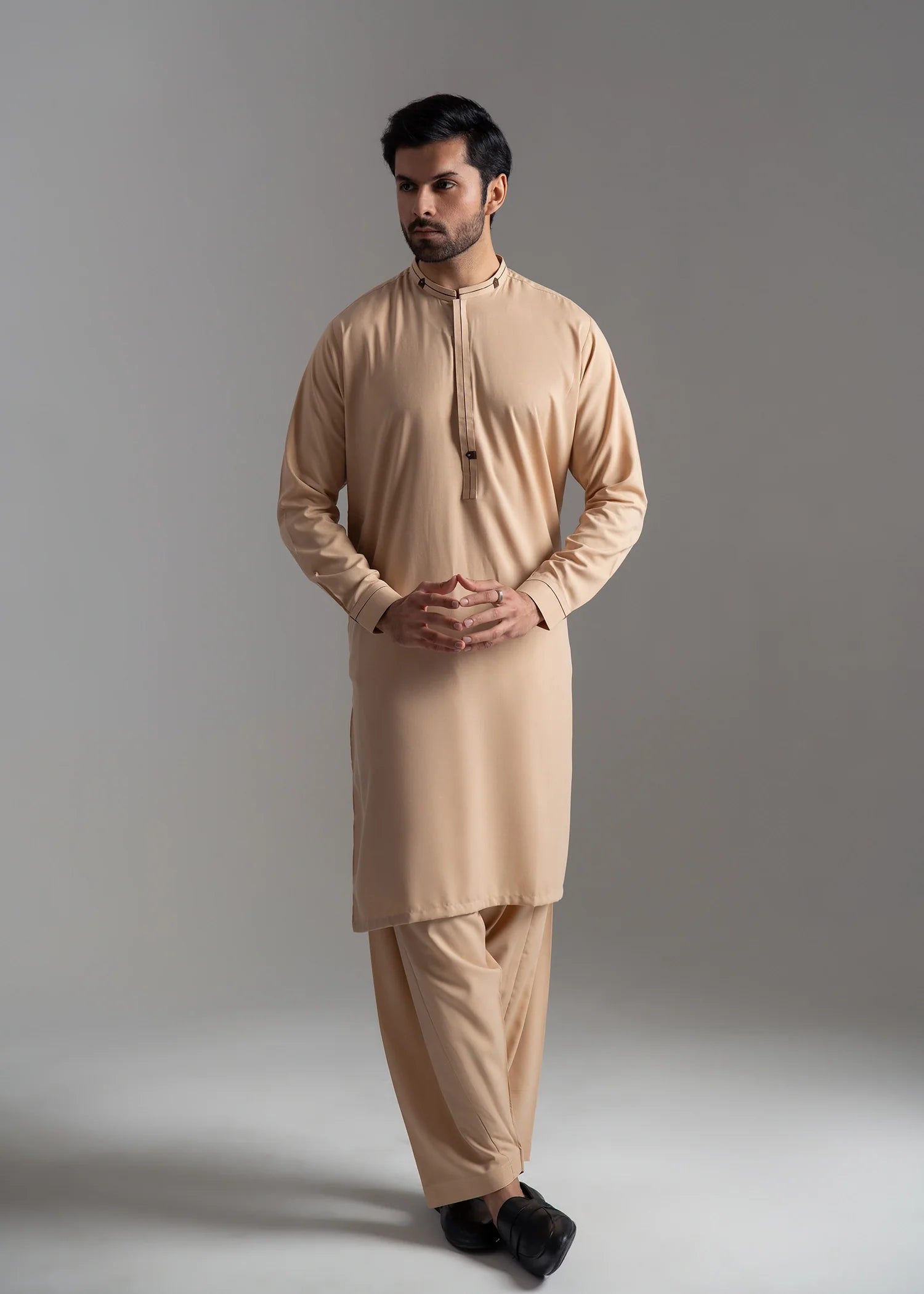 wash & wear Shalwar Kameez in Beige by Black Pearl