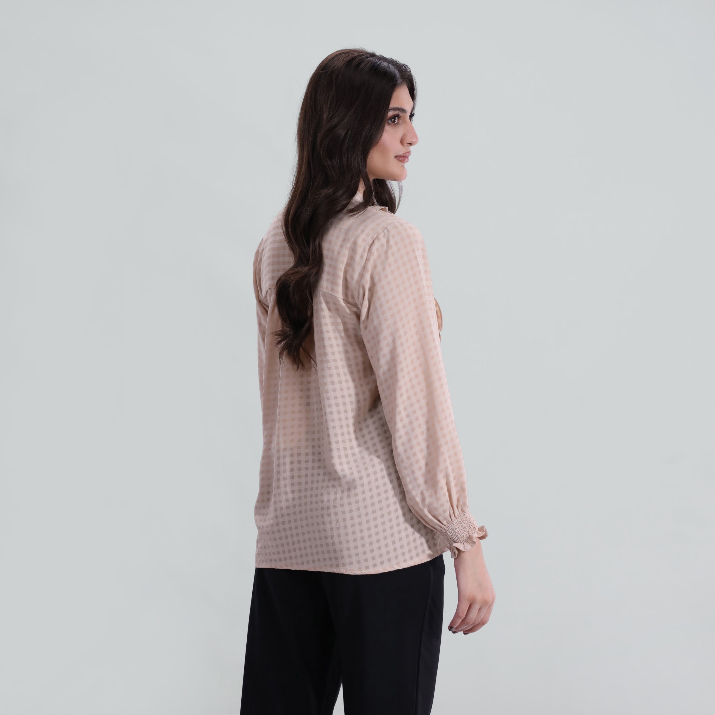 cotton dobby Top in Beige