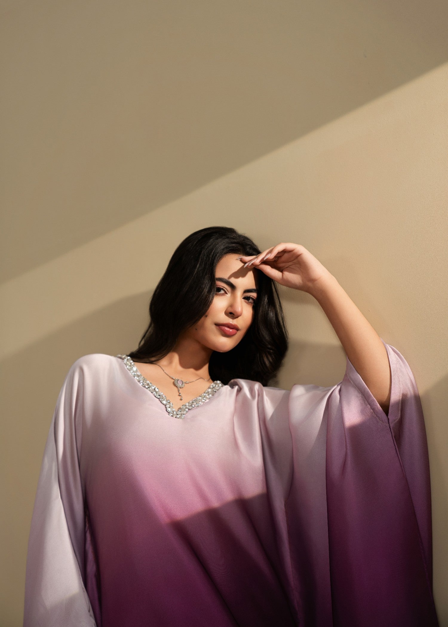 silk Kaftan in Purple