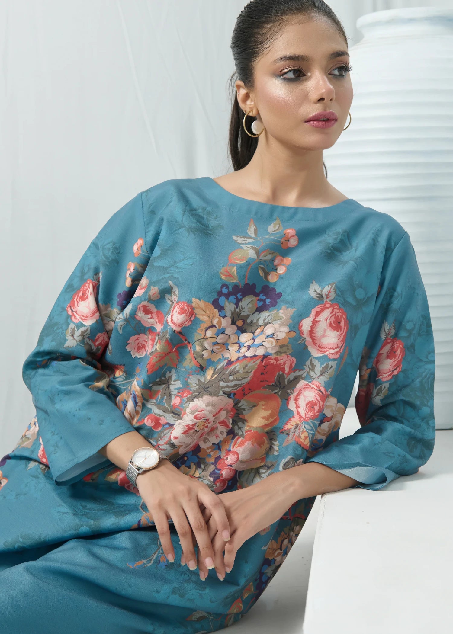 raw silk Co Ord Sets in Teal