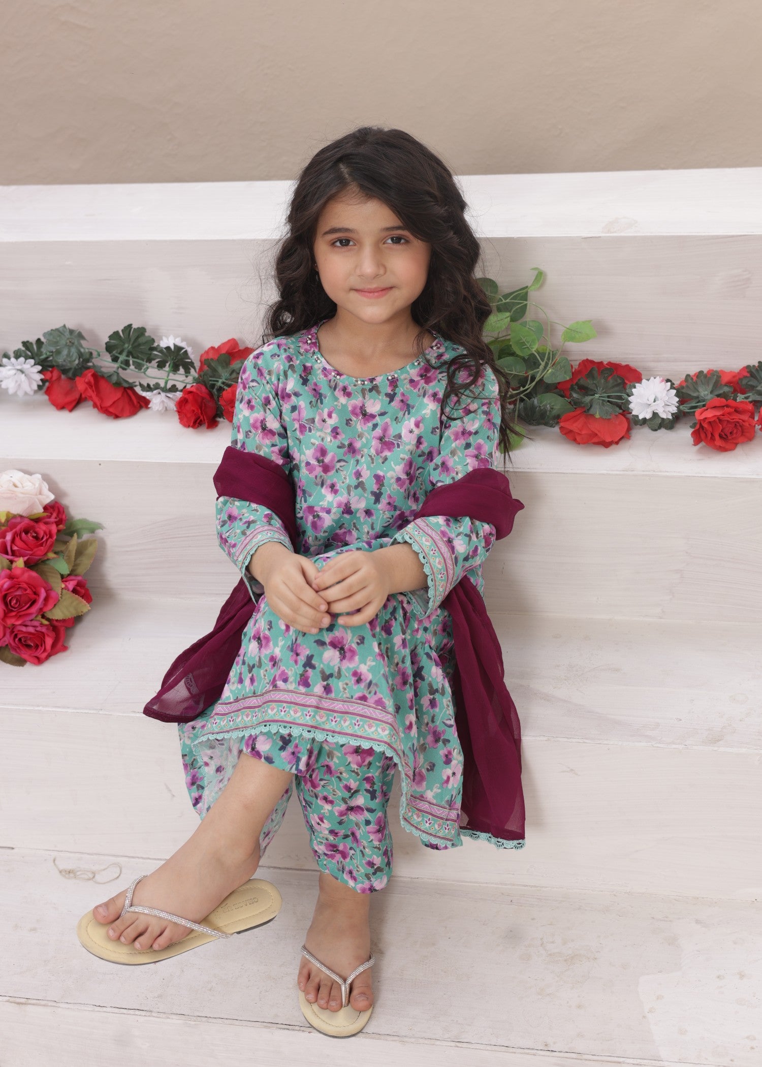 lawn Pishwas in Parrot green